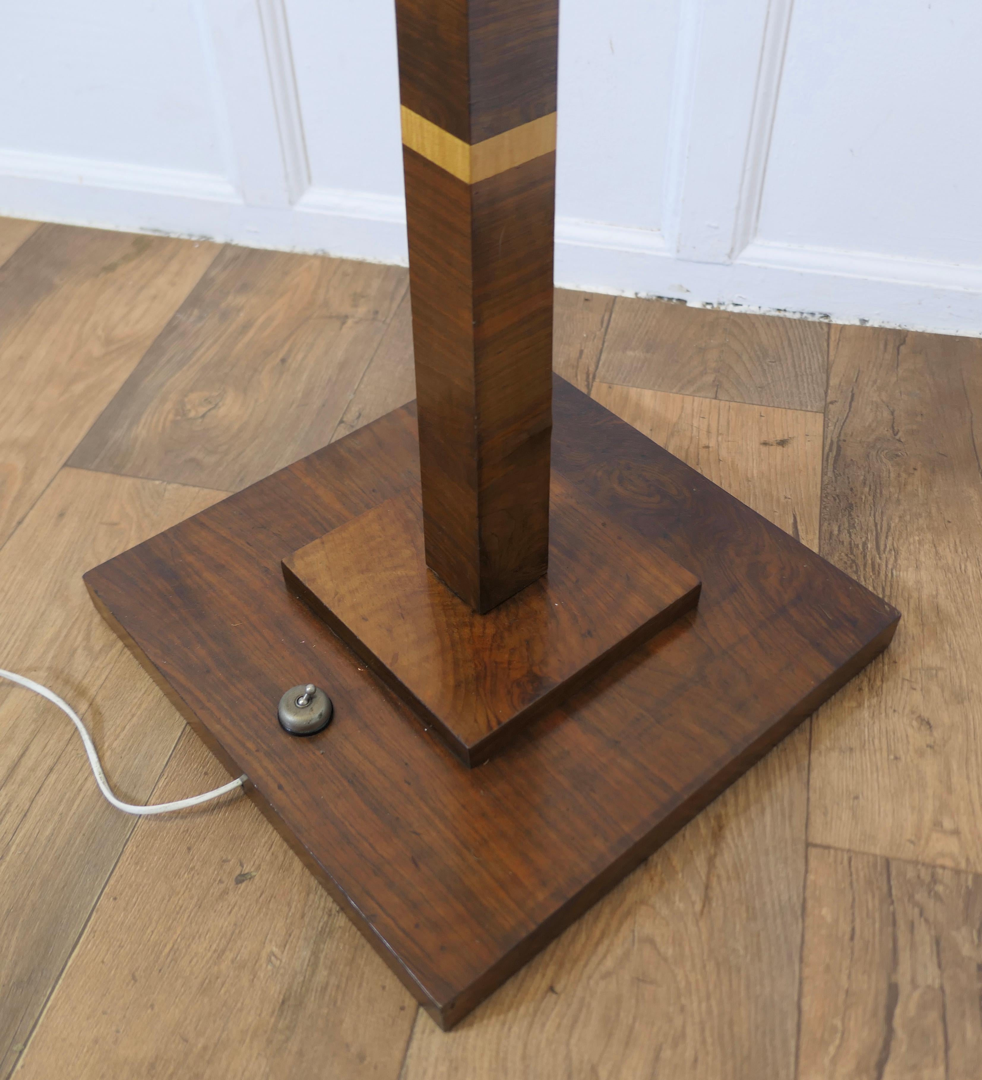 Superb Quality Art Deco Odeon Style Golden Walnut Floor Lamp For Sale 2
