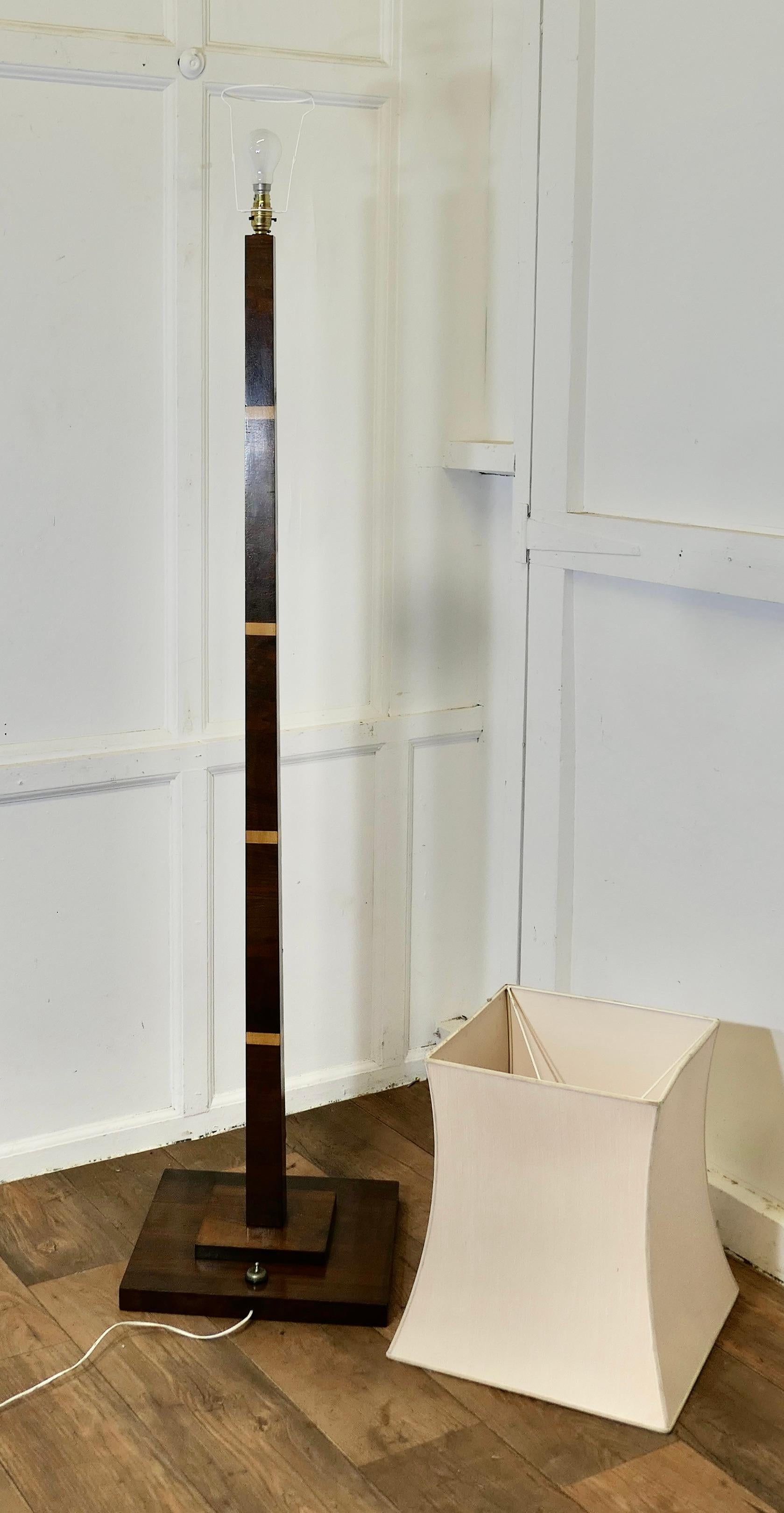 Superb Quality Art Deco Odeon Style Golden Walnut Floor Lamp For Sale 4