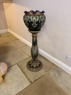 Superb quality Art Nouveau Royal Doulton stoneware jardiniere and stand