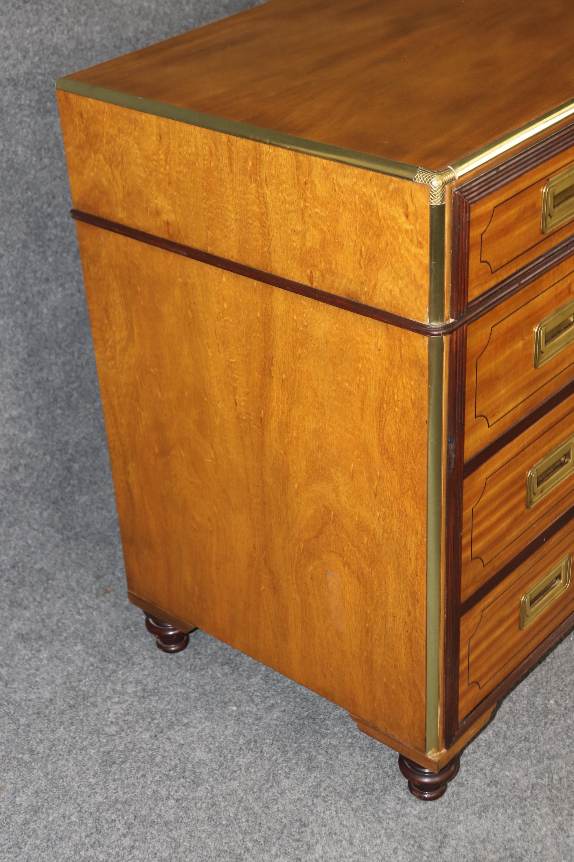 Late 20th Century Superb Quality Baker Collector's Edition Satinwood Campaign Style Credenza