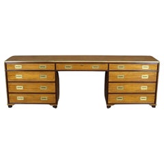 Superb Quality Baker Collector's Edition Satinwood Campaign Style Credenza