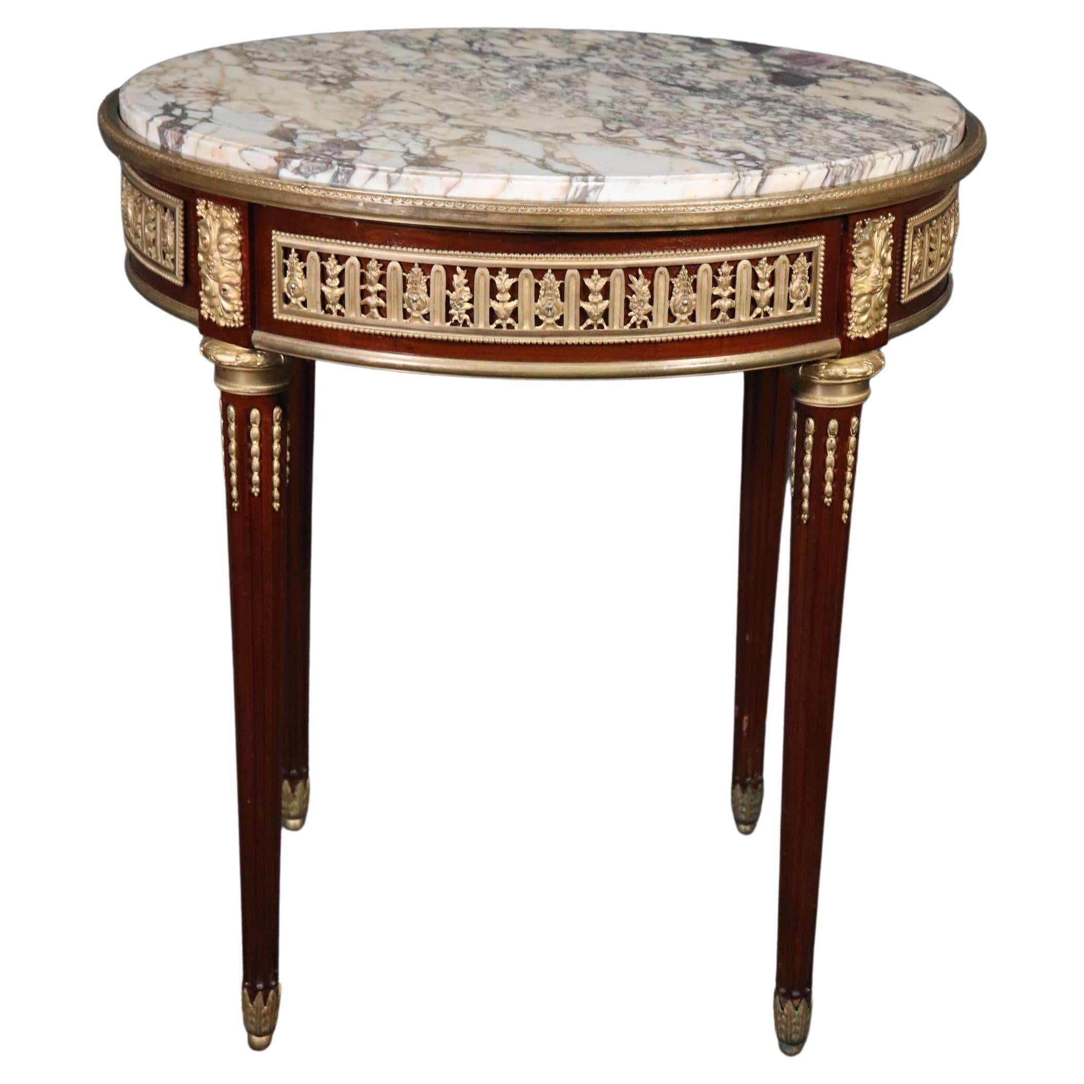Manner of Linke Bronze Mounted French Marble Top Louis XVI Style Center Table
