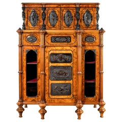 Superb quality burr walnut Antique cabinet by Lambs of Manchester