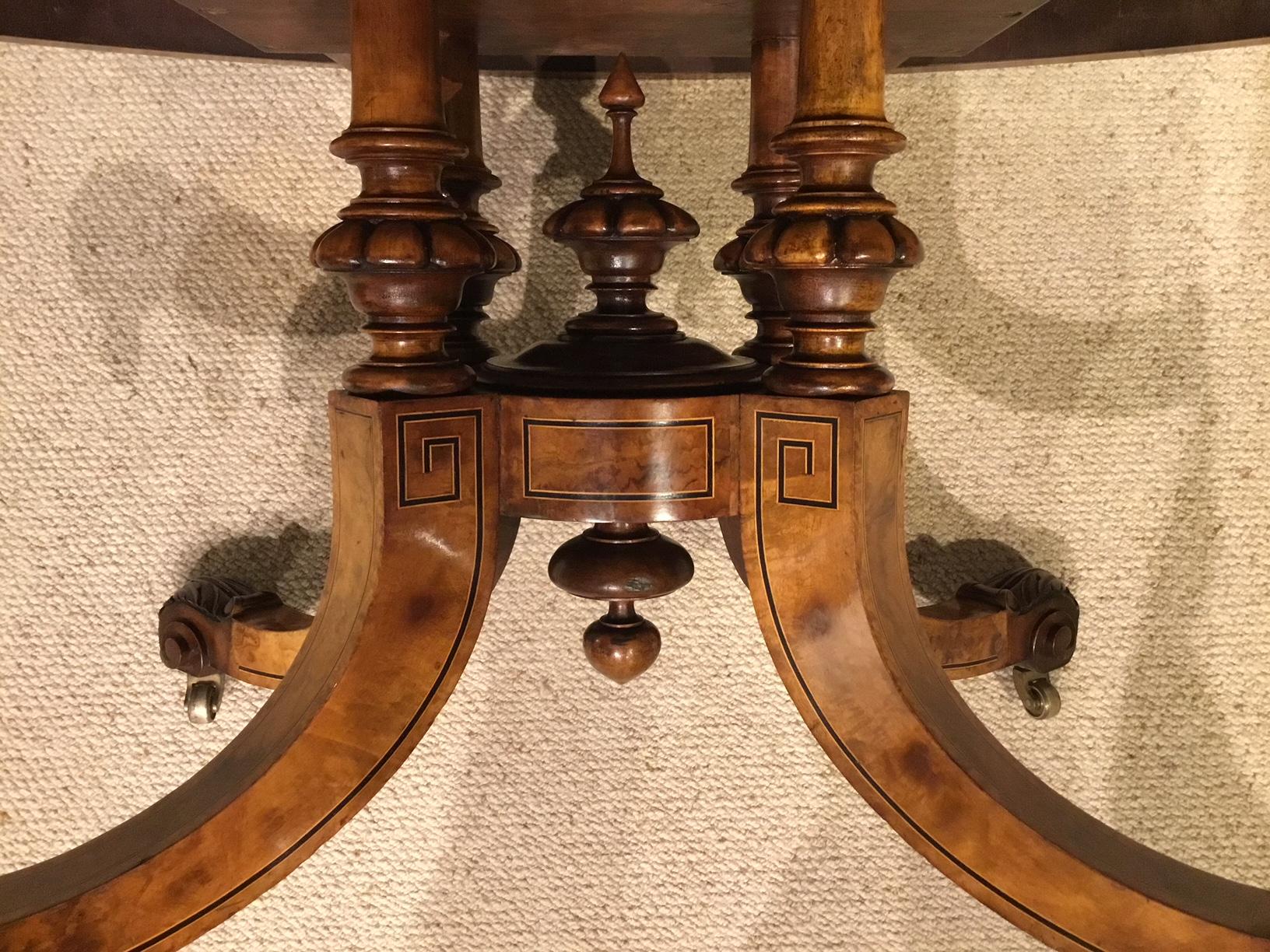 Superb Quality Burr Walnut Marquetry Inlaid Victorian Period Coffee Table 3