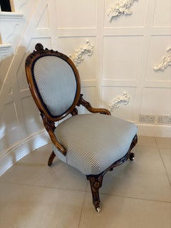 Superb Quality Carved Walnut Antique Victorian Ladies Chair