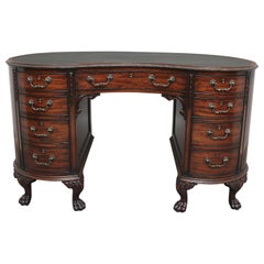 Superb Quality Edwardian Mahogany Kidney Shaped Desk