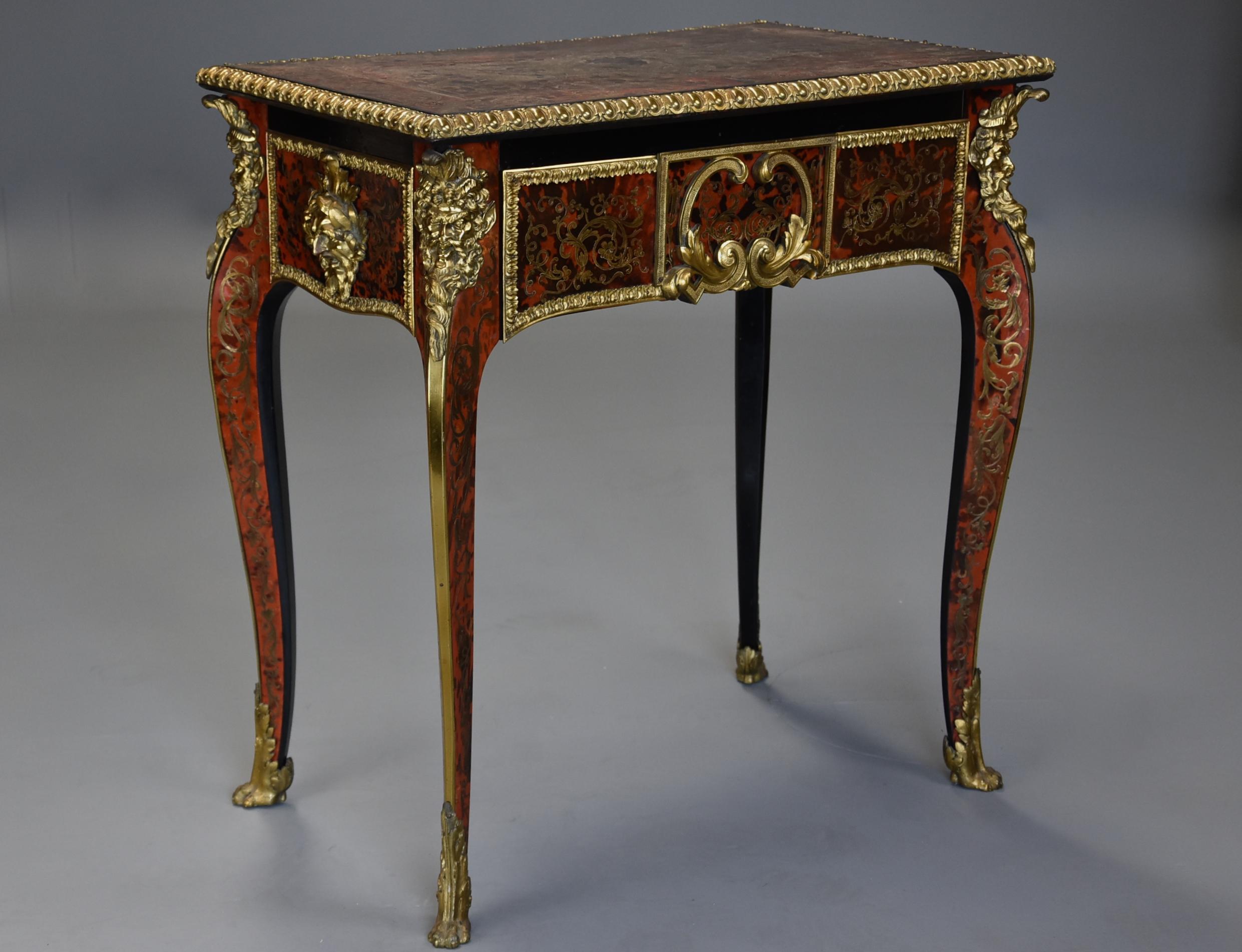 A superb quality English early 19th century (circa 1820) ‘Boulle’ centre table in the French style and of fine proportions, in very good, original condition in the manner of Andre-Charles Boulle, possibly by Thomas Parker.

The table consists of a