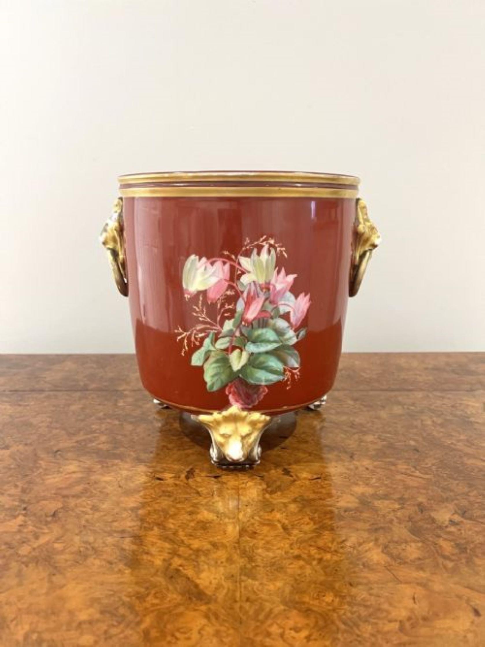 Superb quality French antique Victorian hand painted porcelain jardiniere  For Sale 1