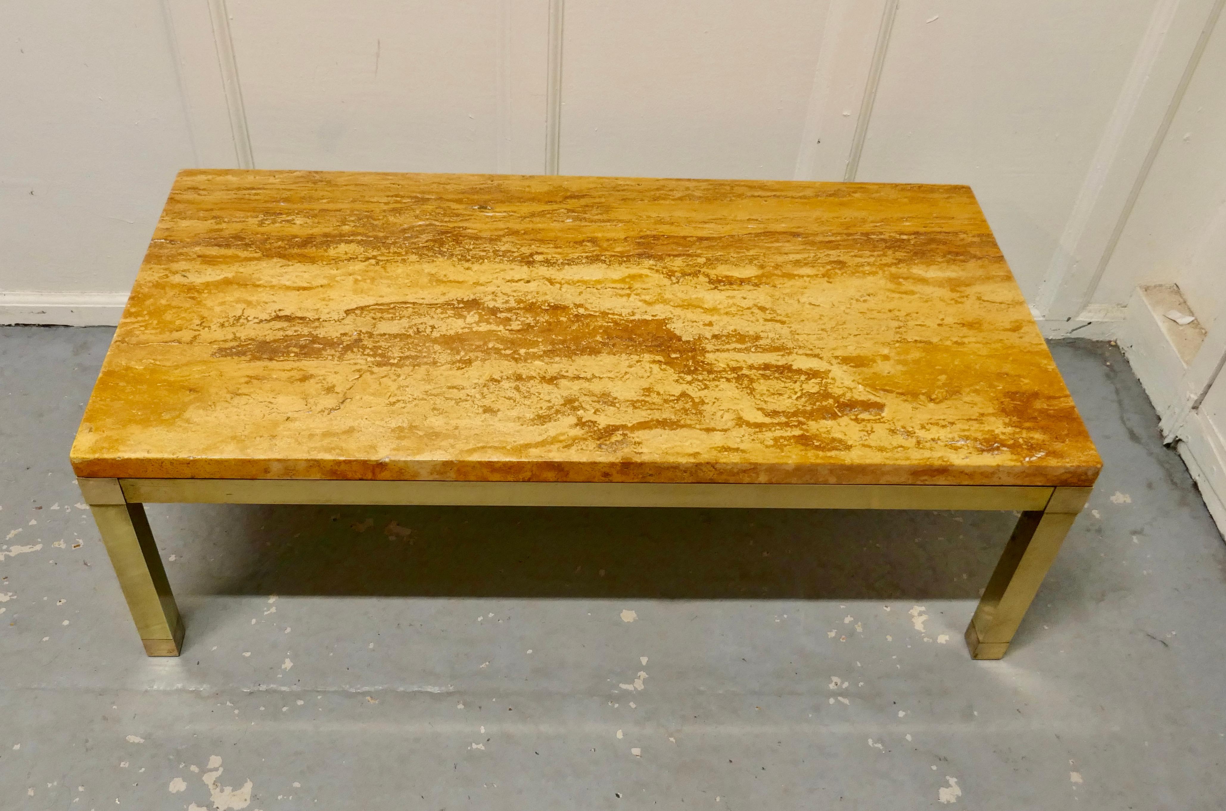 Superb Quality French Art Deco Brass and Marble Coffee Table In Good Condition In Chillerton, Isle of Wight