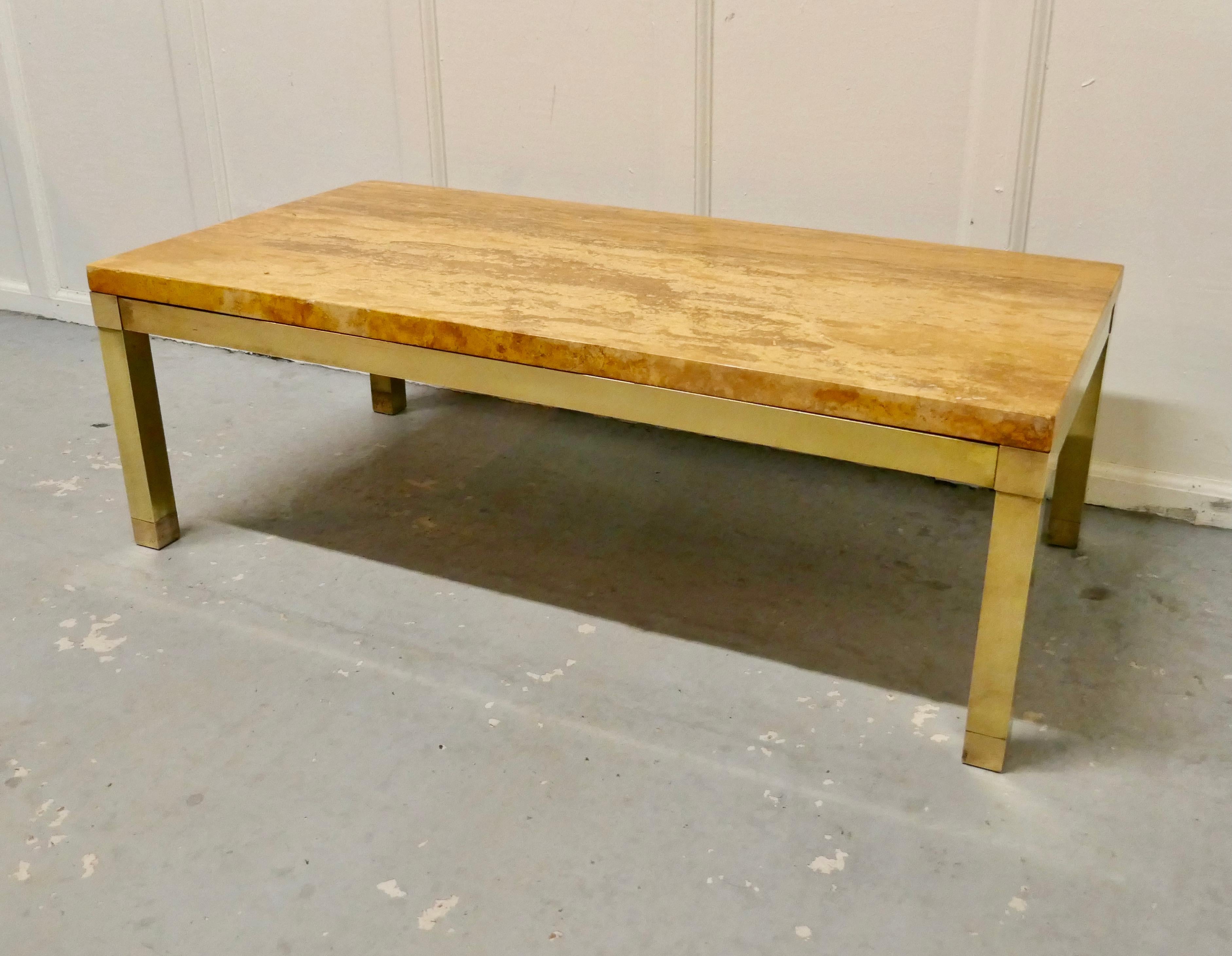 20th Century Superb Quality French Art Deco Brass and Marble Coffee Table