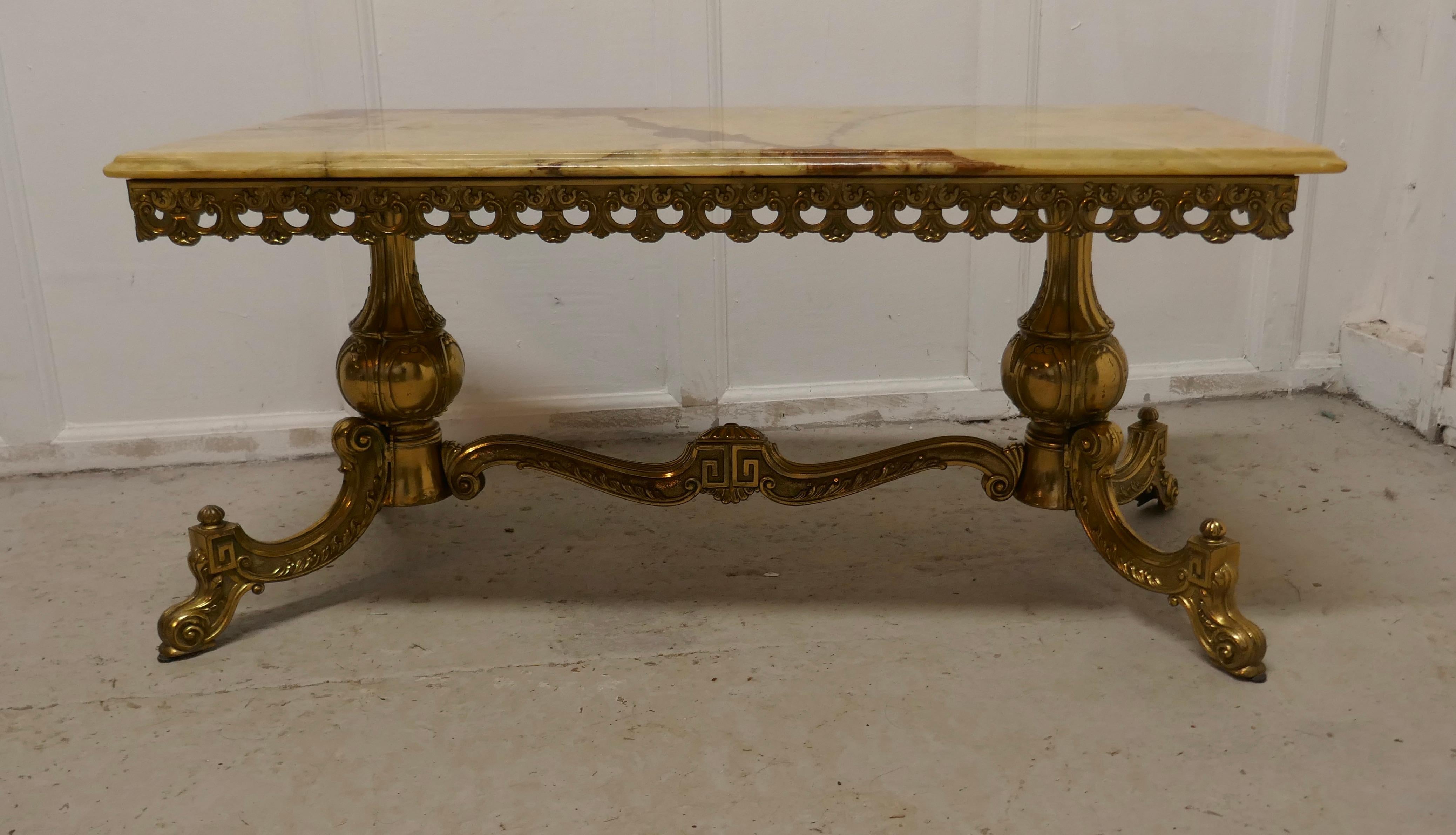 Superb Quality French Brass and Marble Coffee Table In Good Condition In Chillerton, Isle of Wight