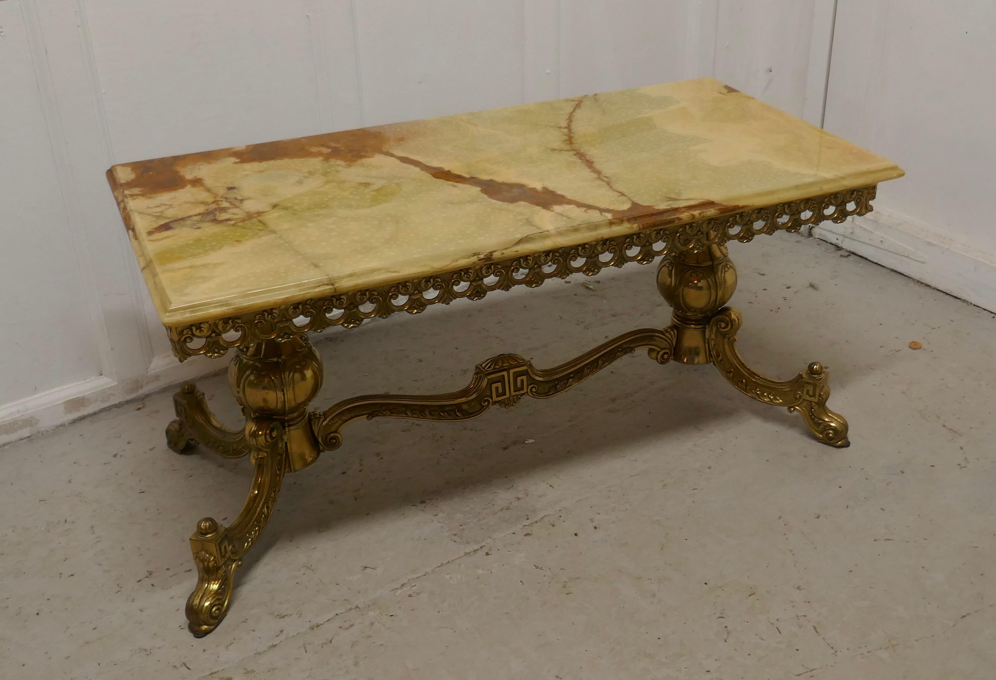 Superb Quality French Brass and Marble Coffee Table 1