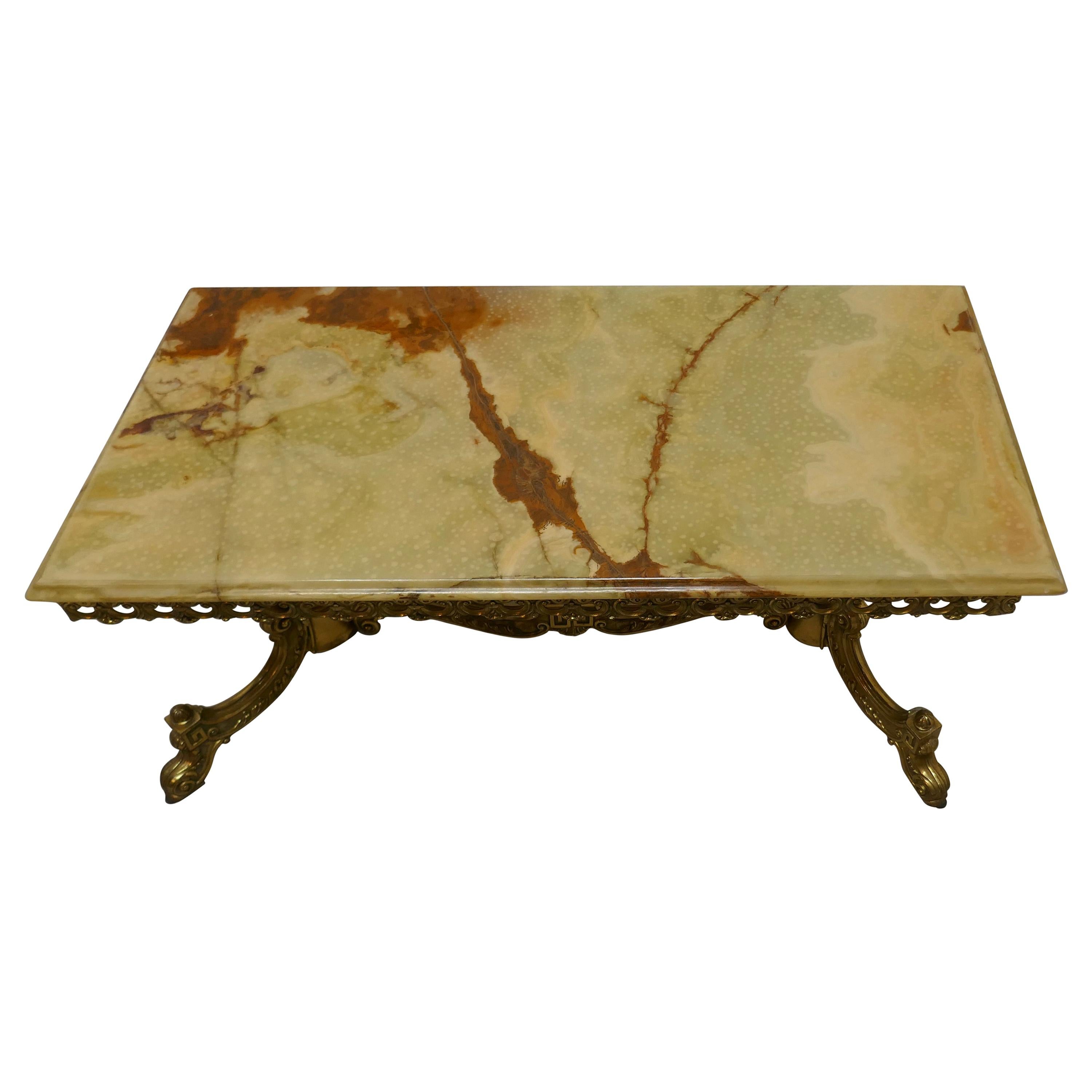 Superb Quality French Brass and Marble Coffee Table