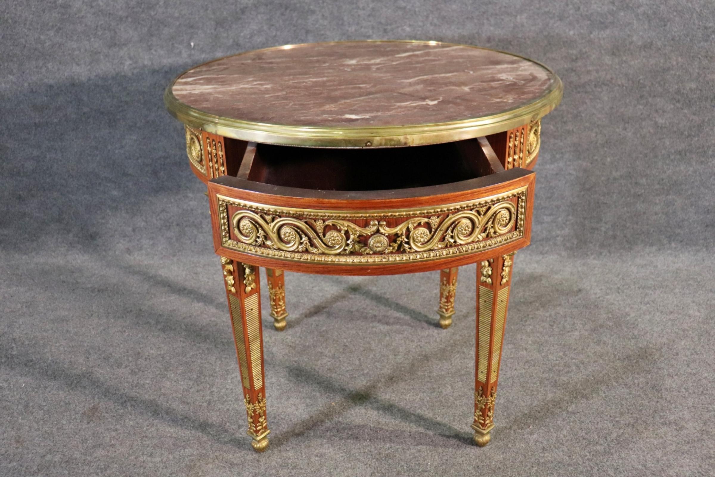 Louis XVI Superb Quality French Empire Marble Top Bronze Ormolu Center Table Circa 1880 For Sale