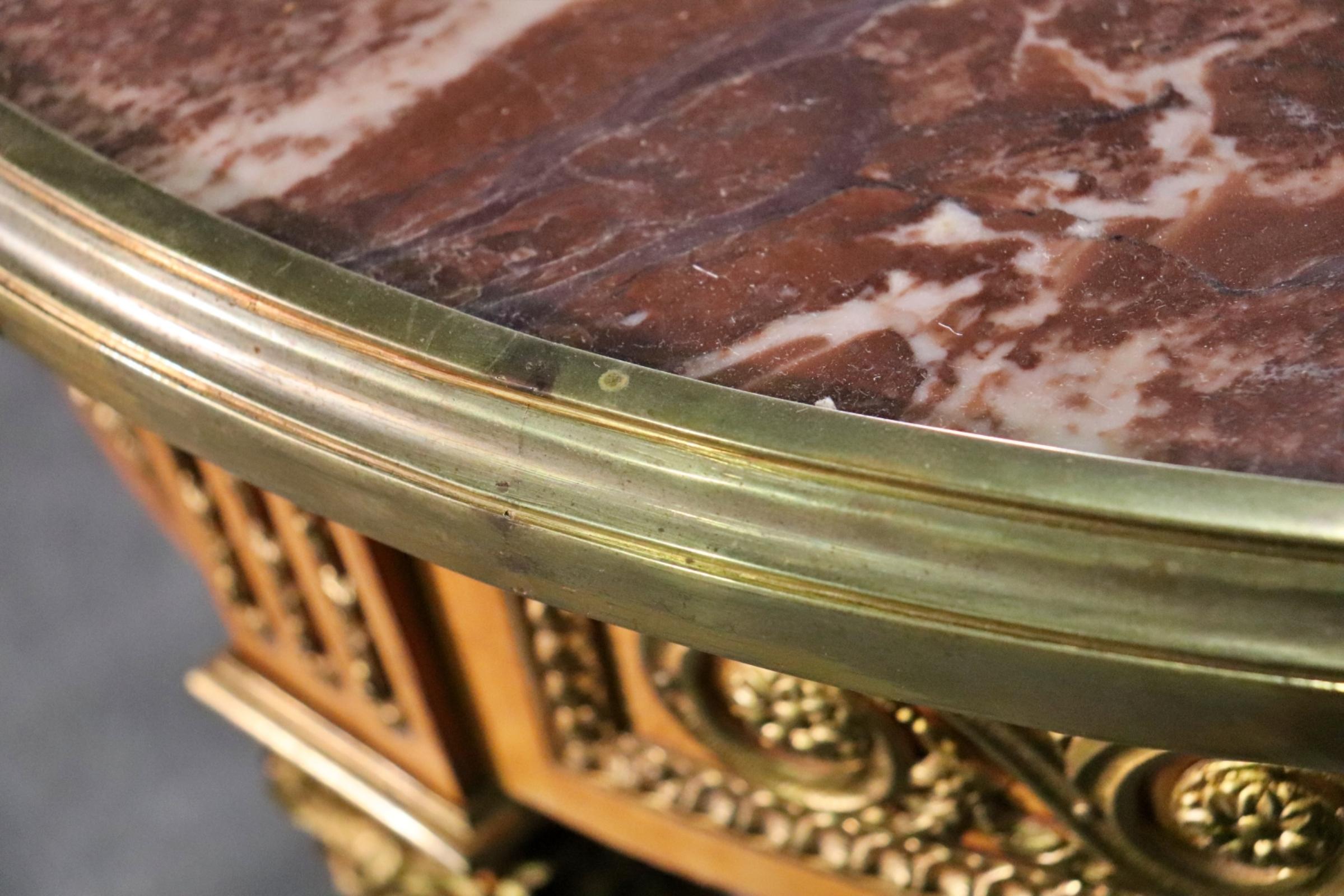 Late 19th Century Superb Quality French Empire Marble Top Bronze Ormolu Center Table Circa 1880 For Sale