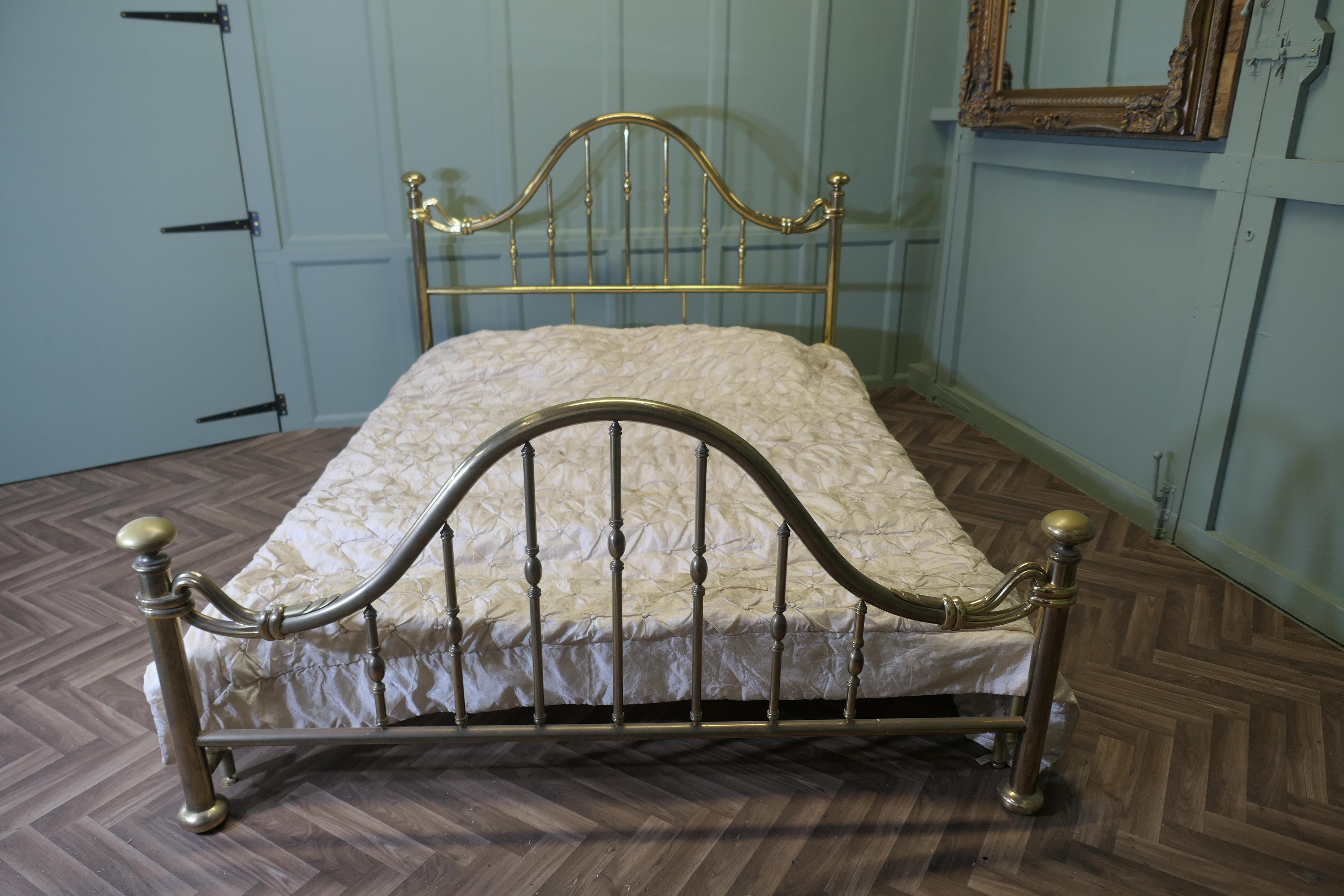 Belle Époque Superb Quality French Long King Size Brass Bed For Sale