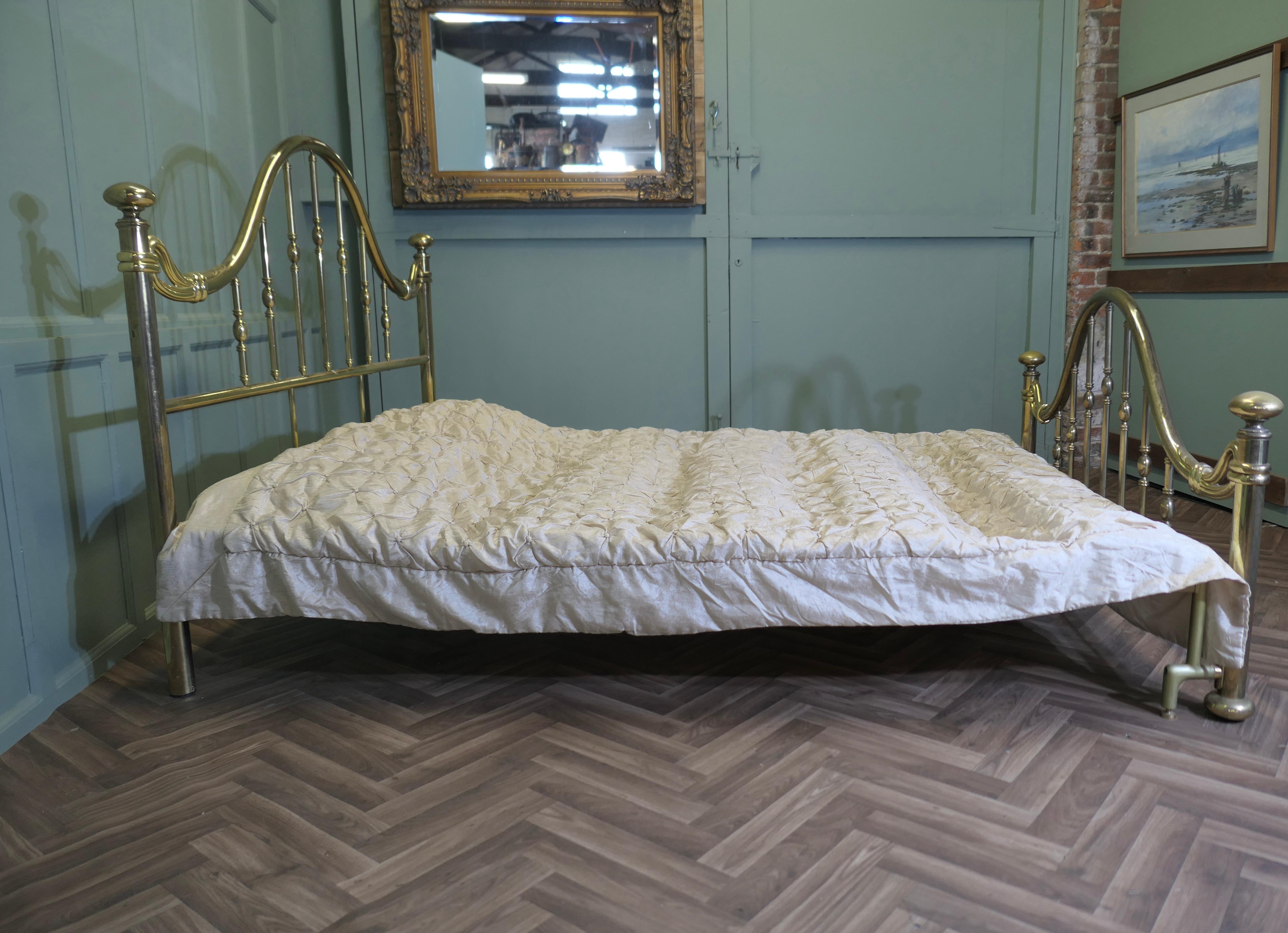 20th Century Superb Quality French Long King Size Brass Bed For Sale