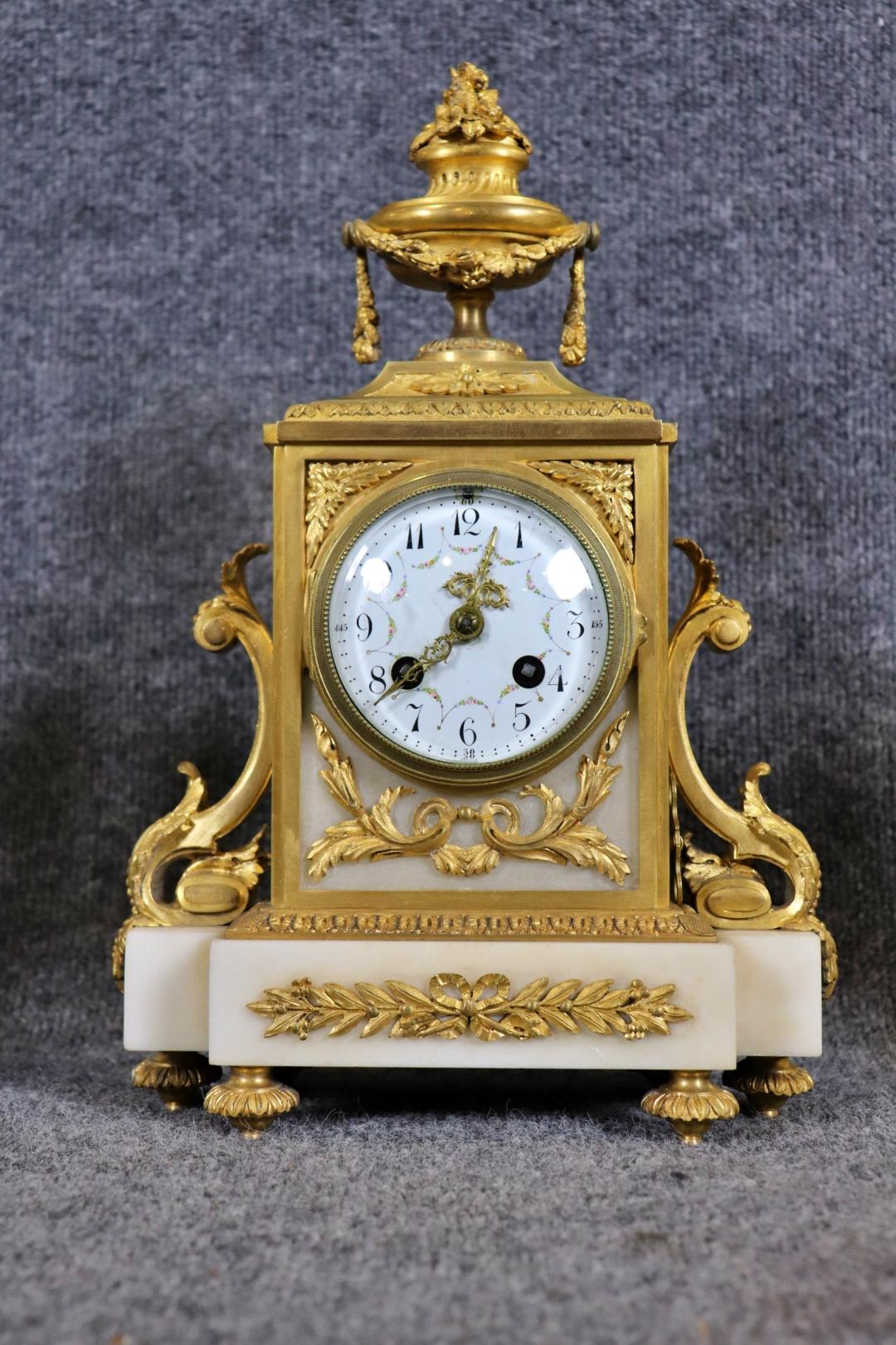 Bronze. Marble. 3 piece. Clock measures 14