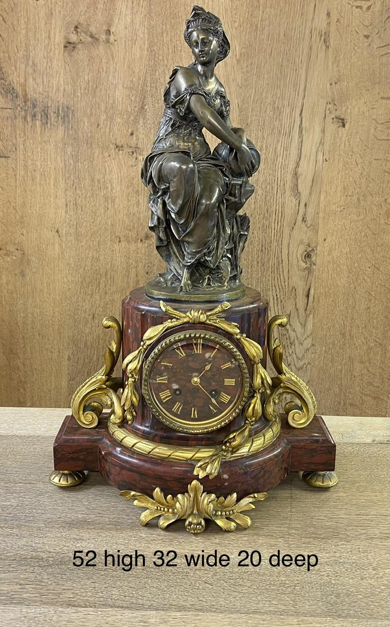 Superb Quality French Marble, Ormolu & Bronze Clock For Sale 14