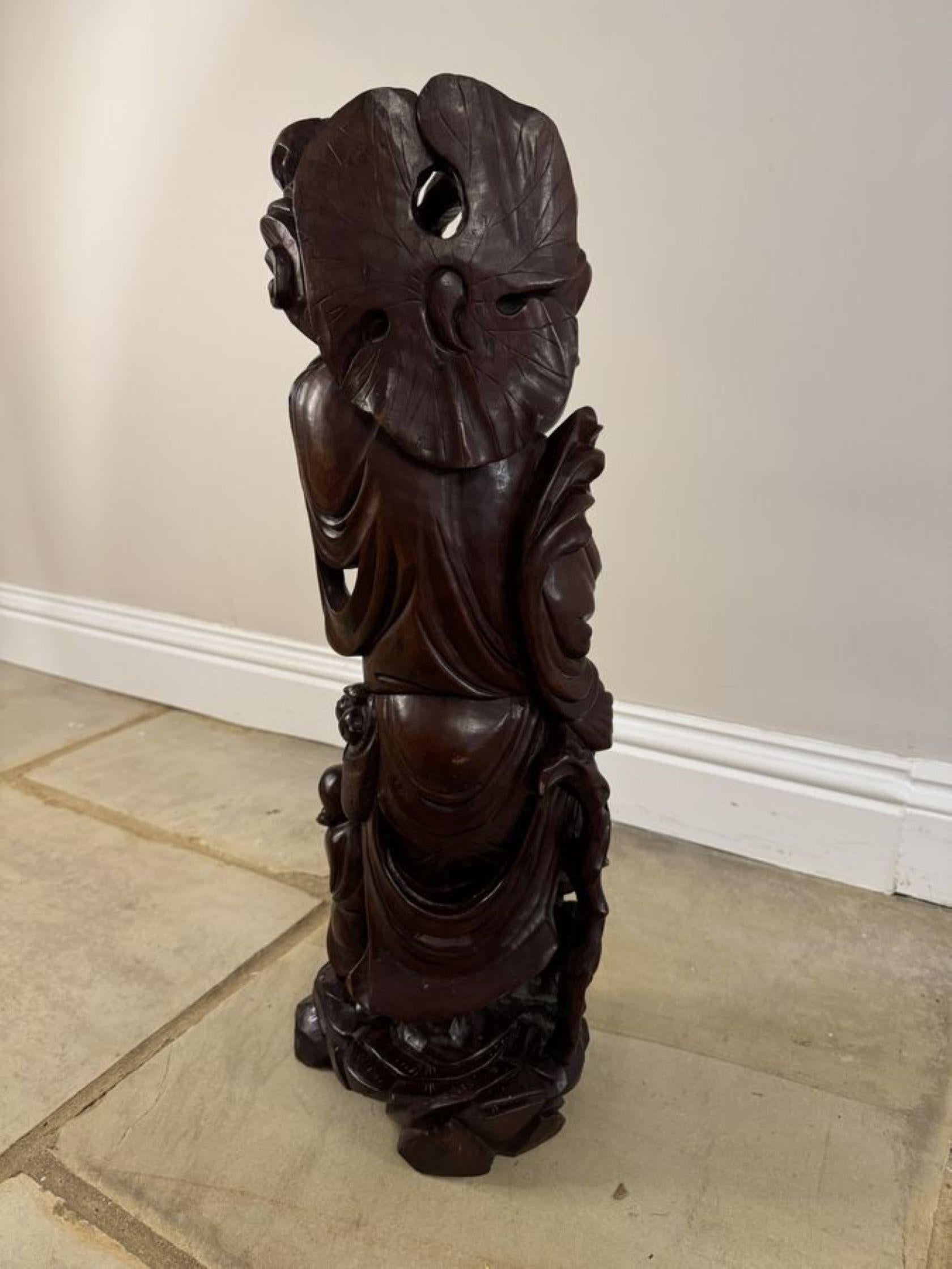Hardwood Superb quality large antique carved hardwood Chinese figure For Sale