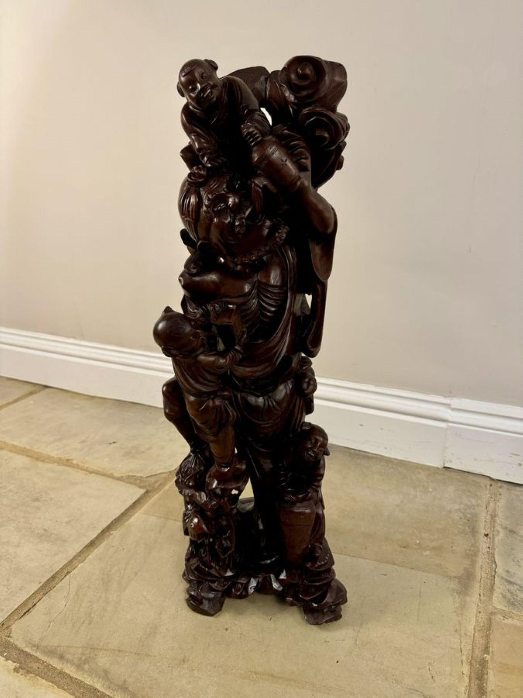 Superb quality large antique carved hardwood Chinese figure For Sale 1