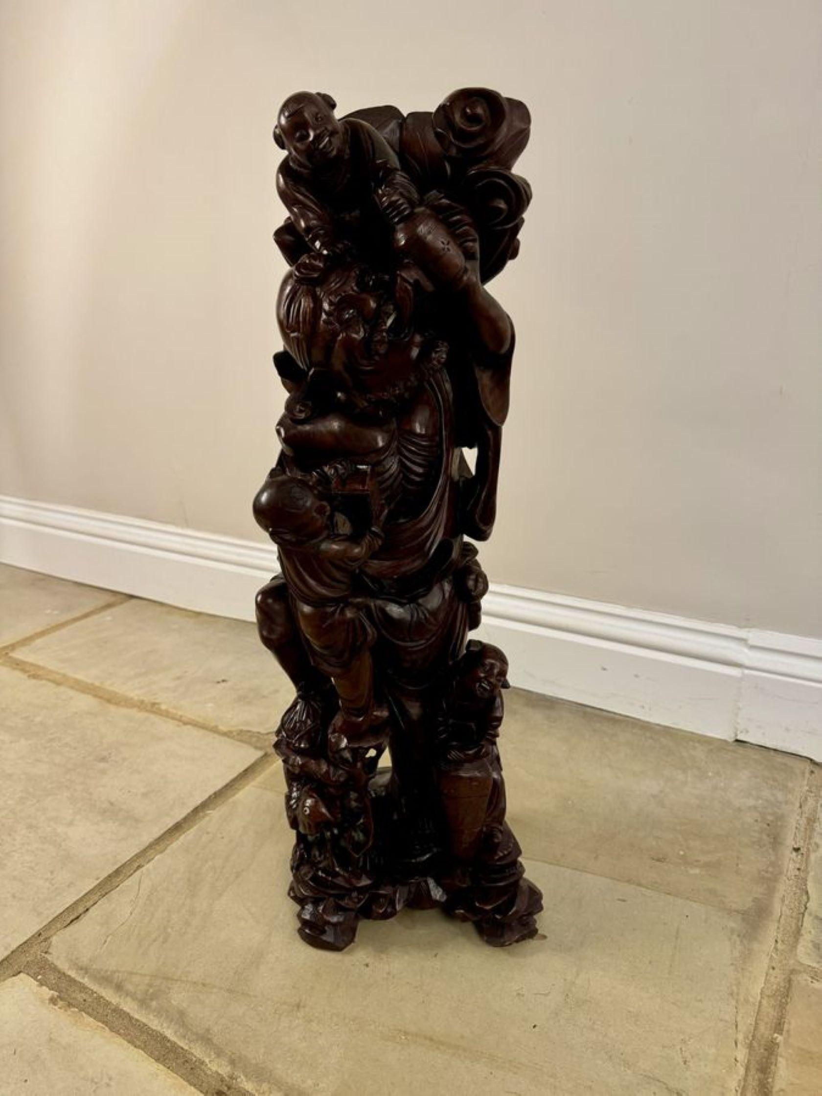 Superb quality large antique carved hardwood Chinese figure For Sale 2