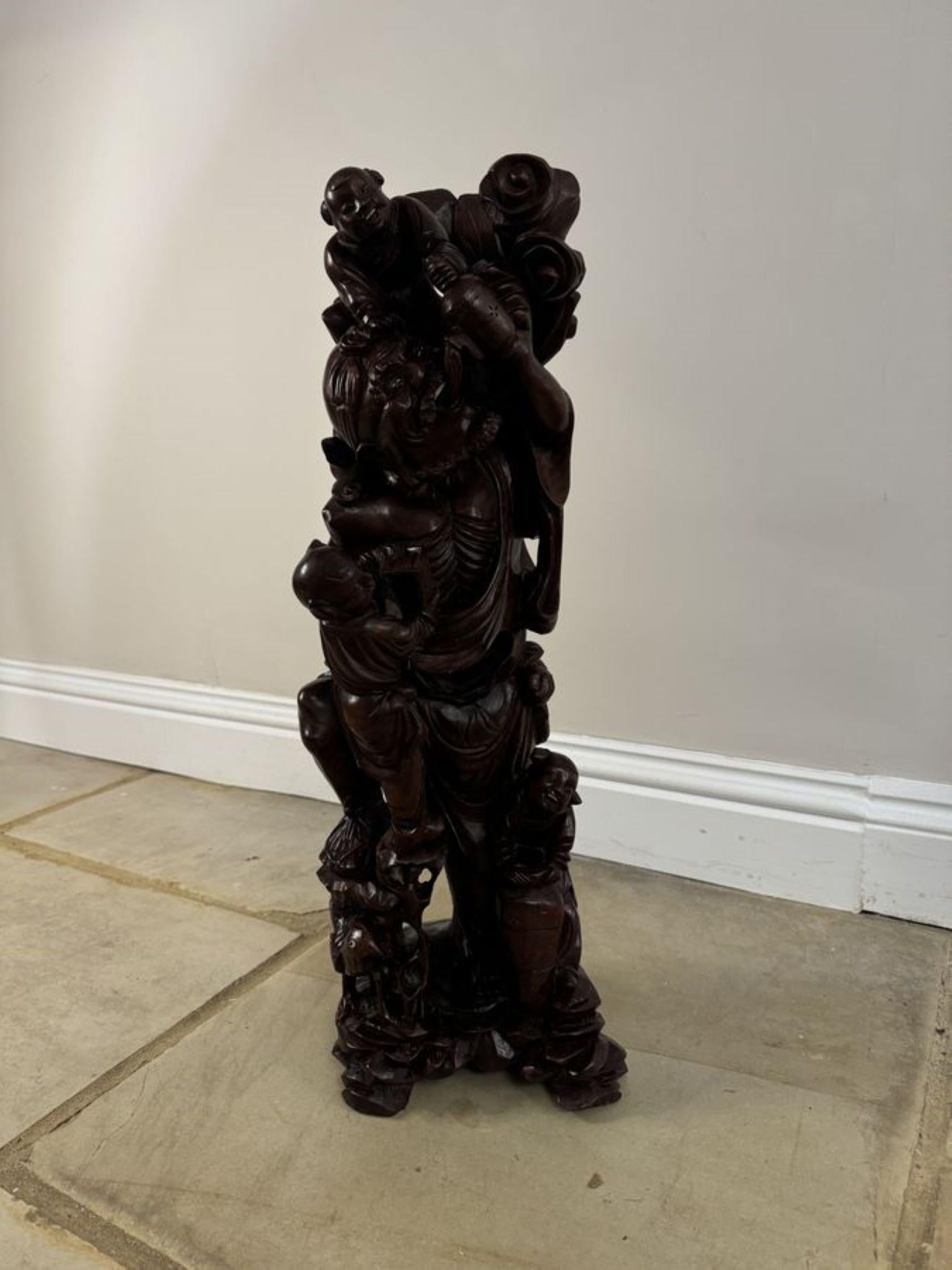 Superb quality large antique carved hardwood Chinese figure For Sale 3