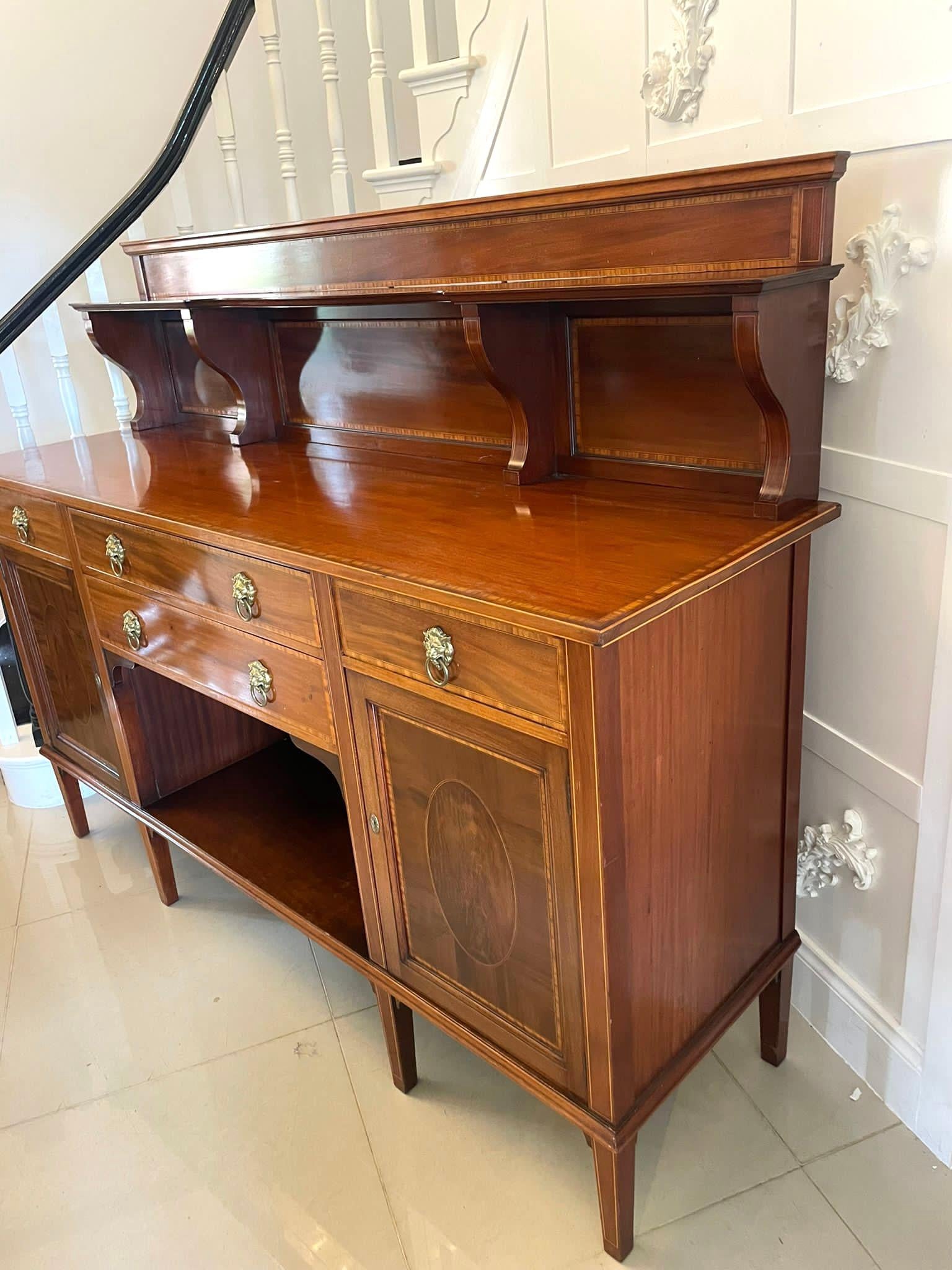 Superb Quality Large Antique Edwardian Mahogany Inlaid Sideboard  For Sale 7