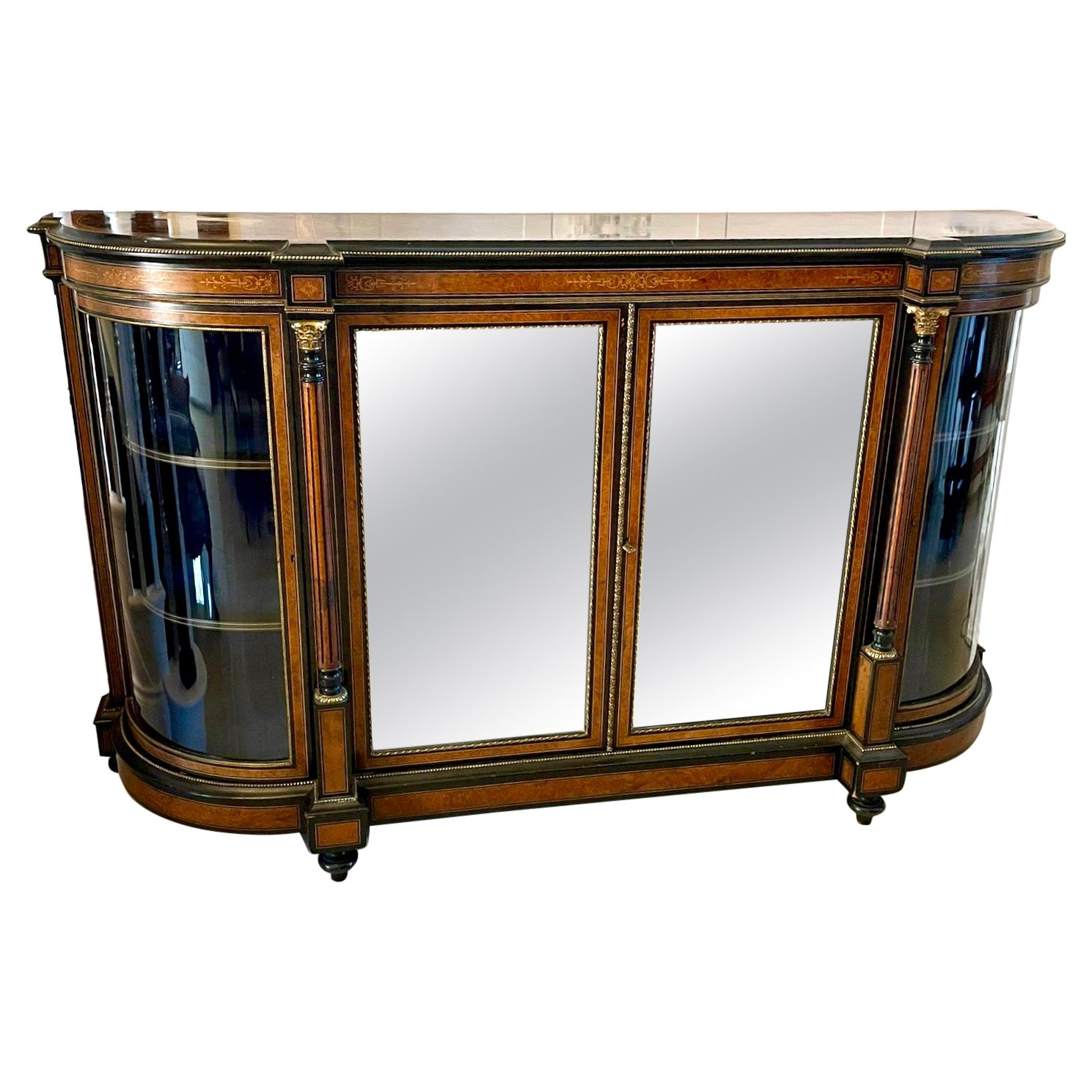 Superb Quality Large Antique Victorian Burr Walnut And Amboyna Inlaid Credenza