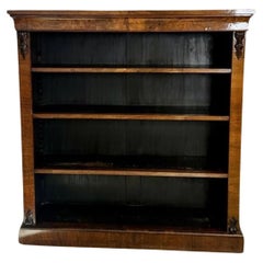 Superb quality large antique Victorian burr walnut open bookcase