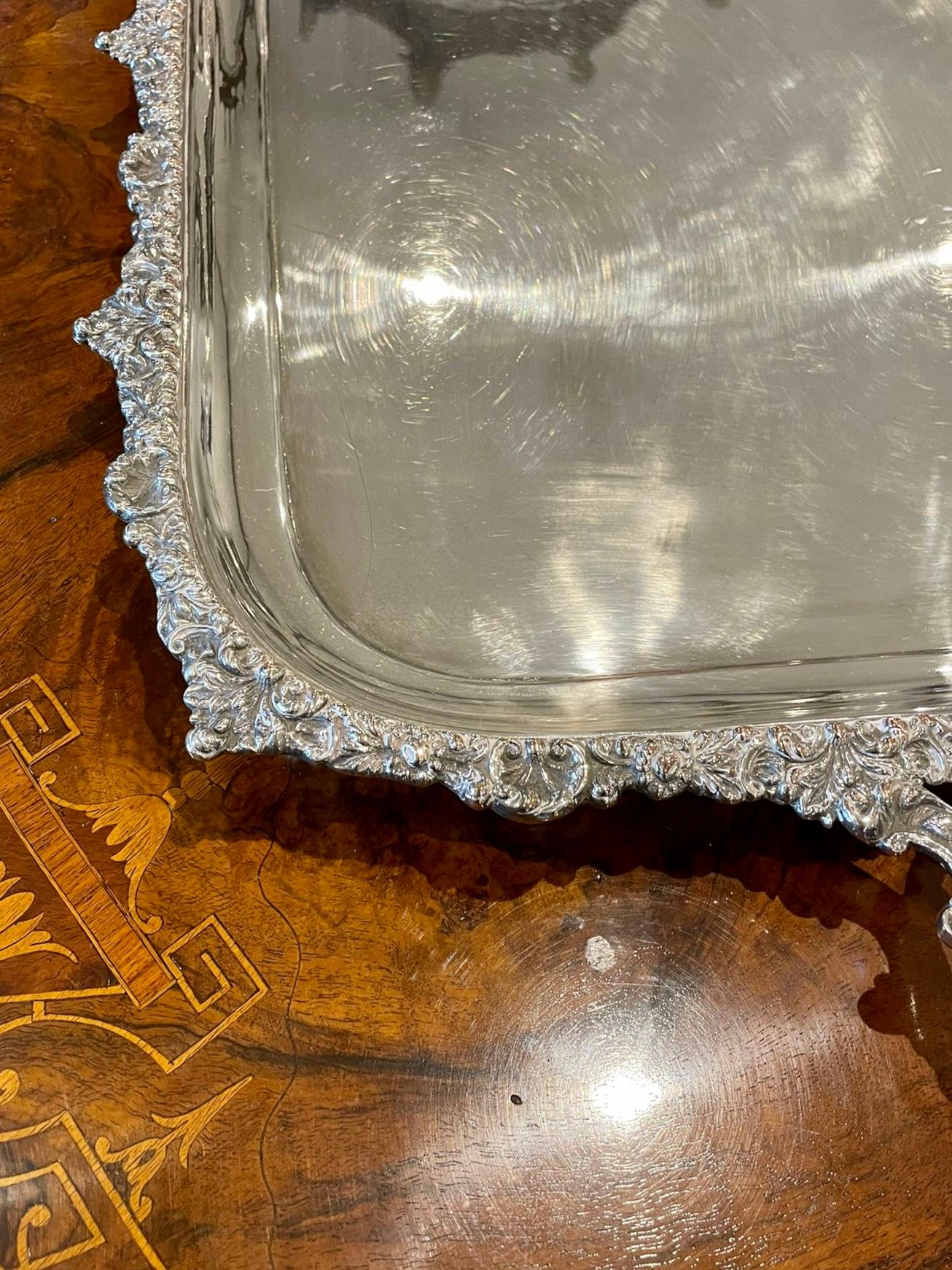Superb Quality Large Antique Victorian Silver Plated Tea Tray For Sale 2
