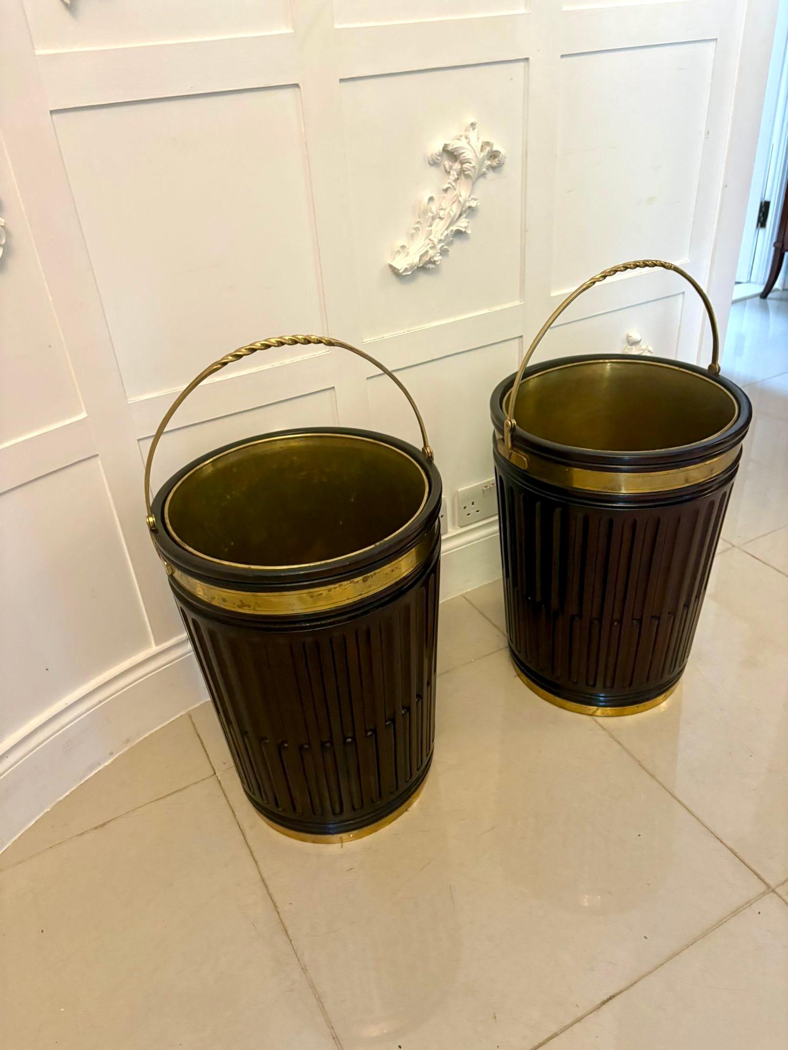 Superb Quality Large Pair of Antique Irish 19th Century Mahogany Log Buckets For Sale 4