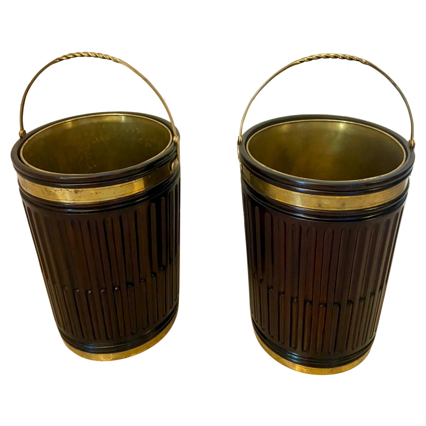 Superb Quality Large Pair of Antique Irish 19th Century Mahogany Log Buckets