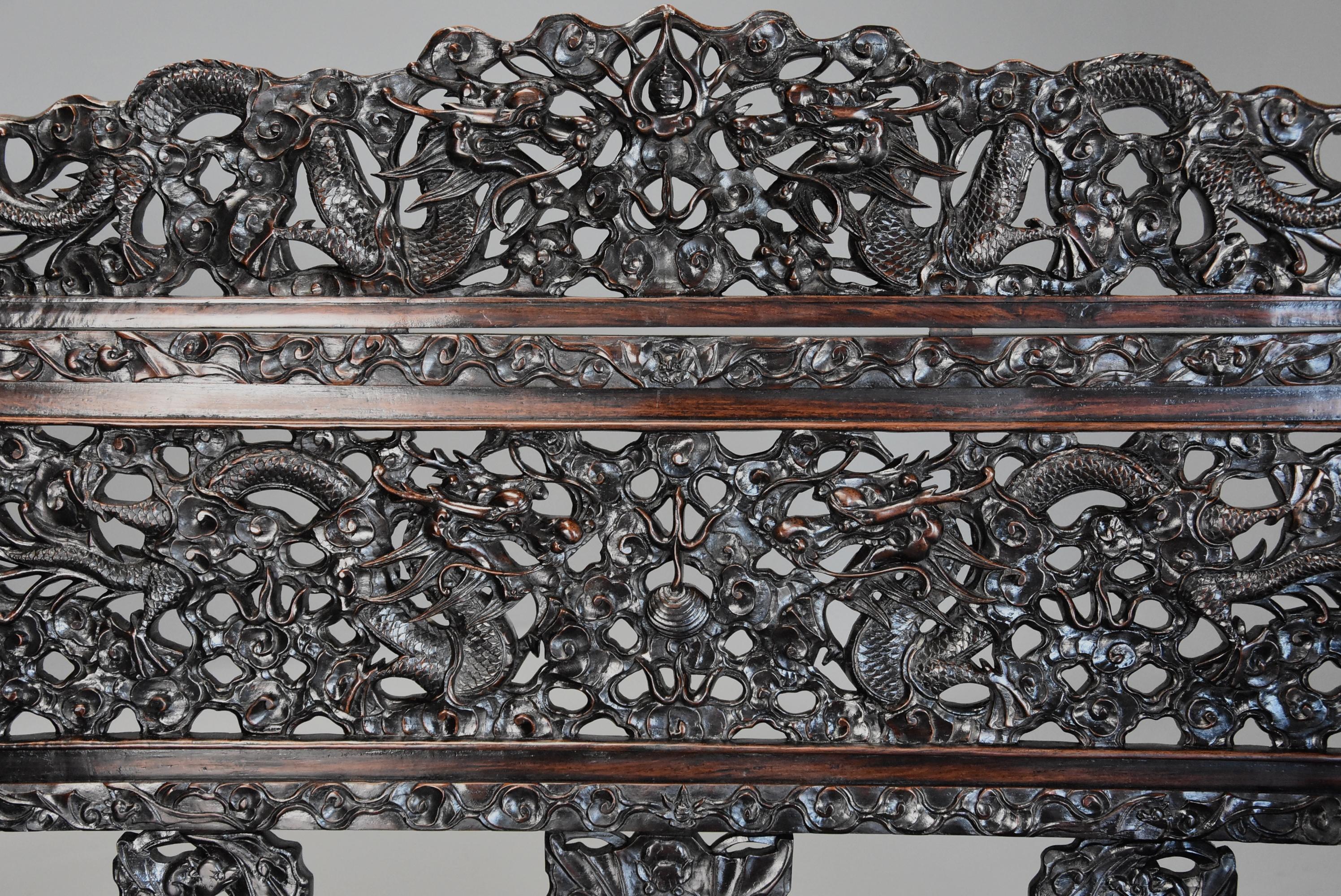 Superb Quality 19th Century Chinese Profusely Carved Padouk Seven Piece Suite 4