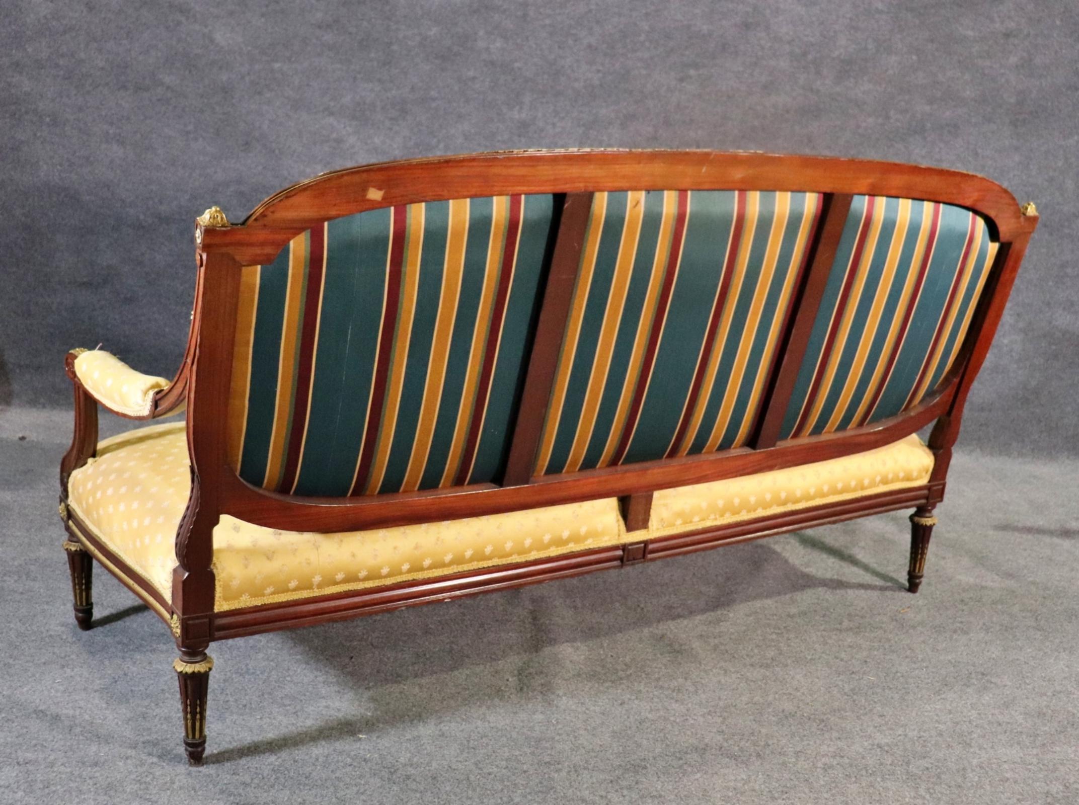 Superb Quality Louis XVI Bronze Mounted Sofa Settee Manner of Francois Linke For Sale 5