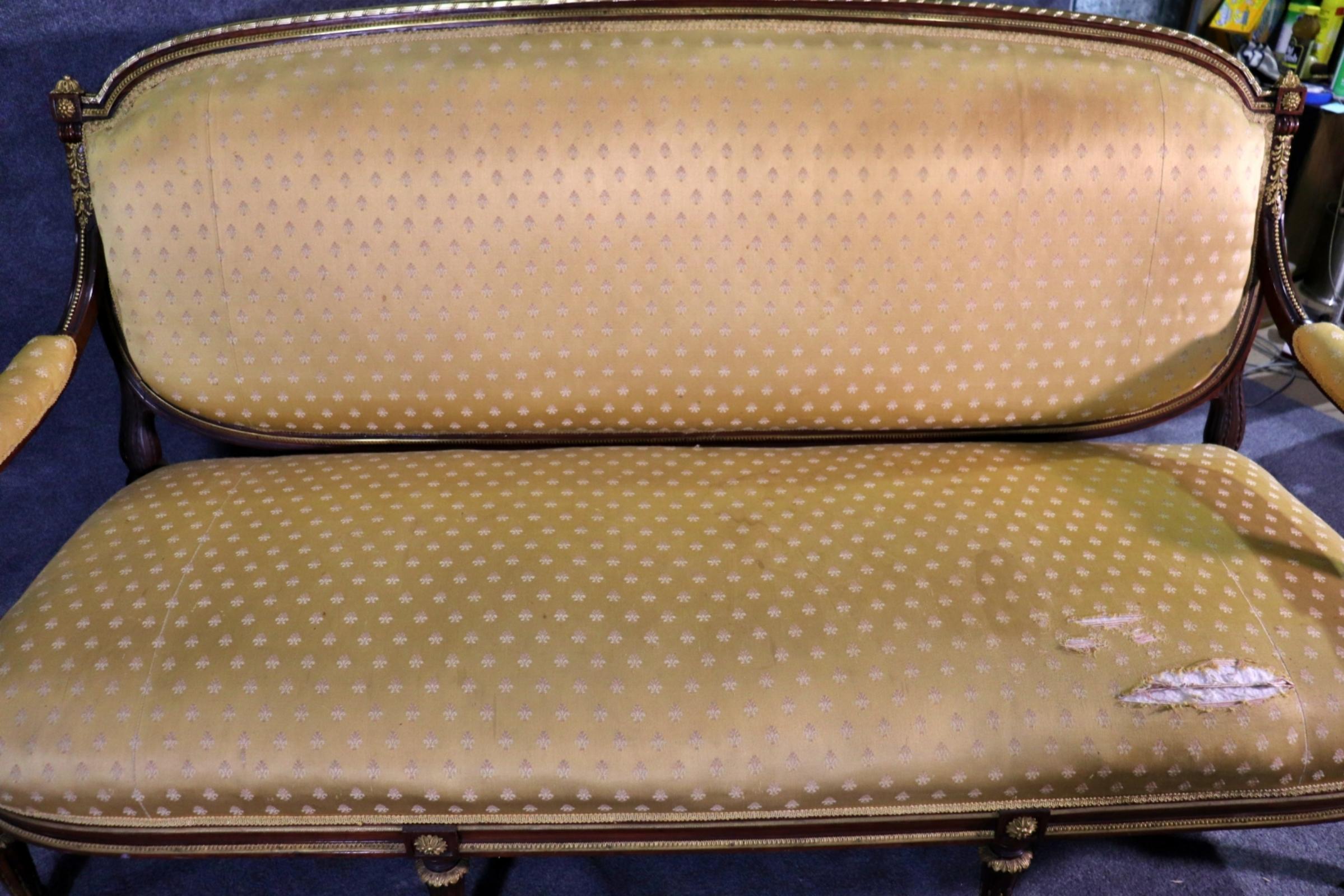 Superb Quality Louis XVI Bronze Mounted Sofa Settee Manner of Francois Linke For Sale 1