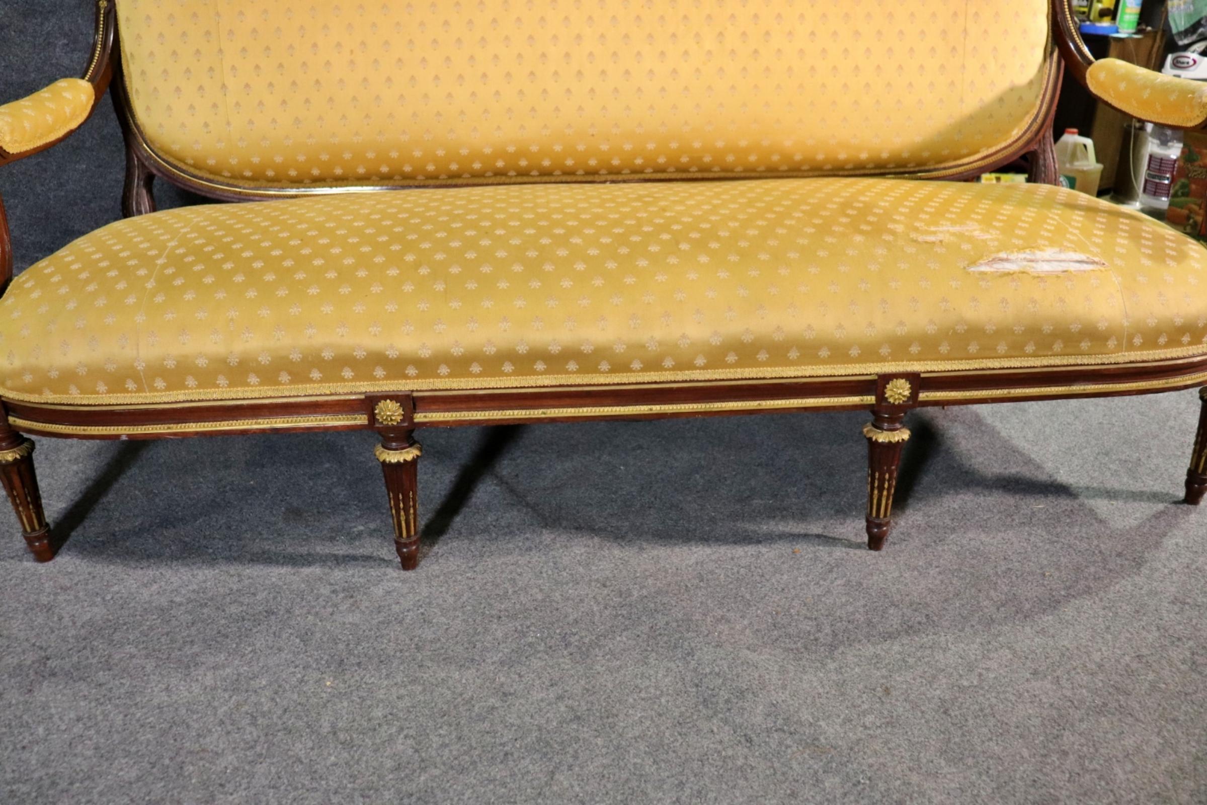 Superb Quality Louis XVI Bronze Mounted Sofa Settee Manner of Francois Linke For Sale 2