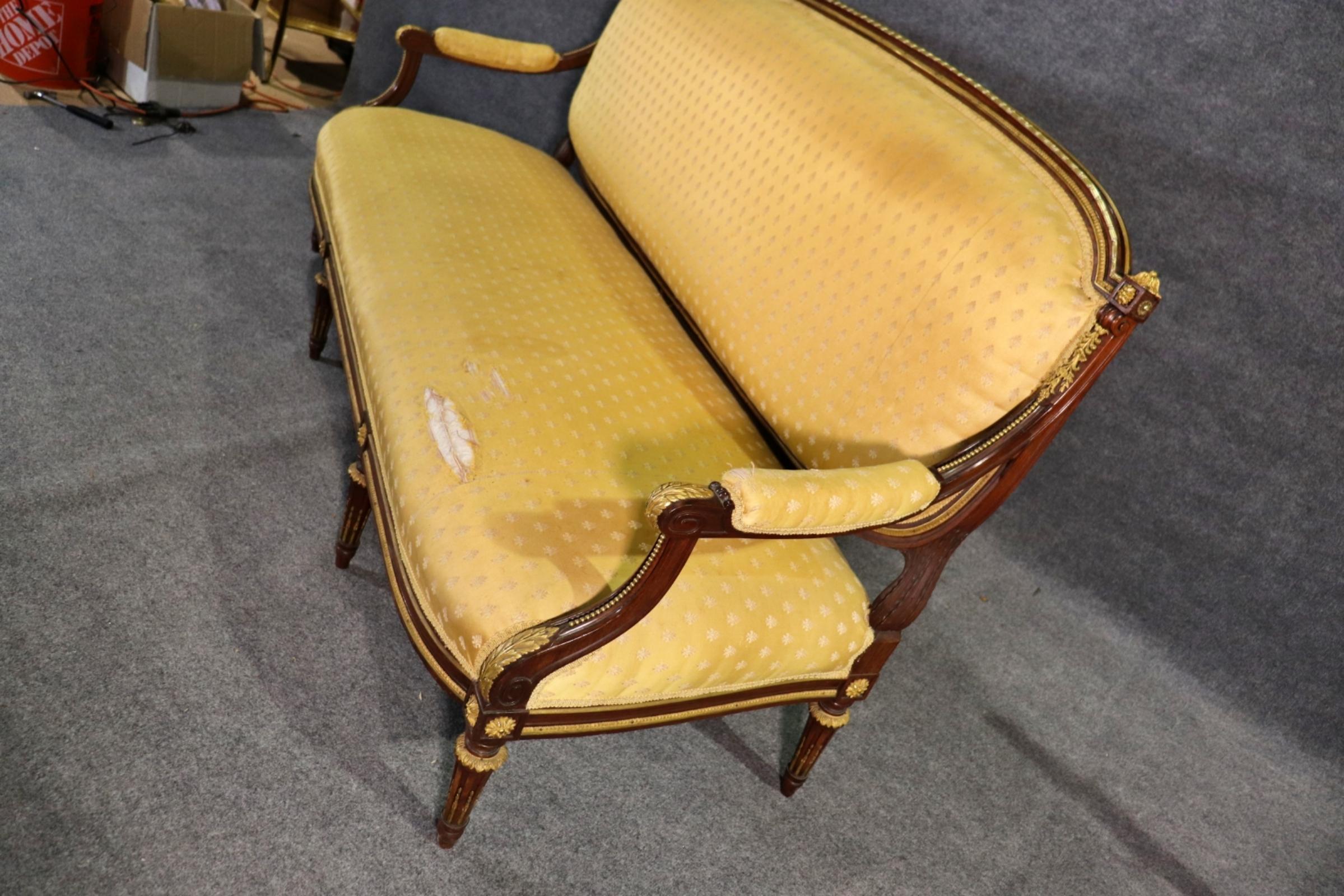 Superb Quality Louis XVI Bronze Mounted Sofa Settee Manner of Francois Linke For Sale 3
