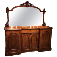 Antique Superb Quality Mahogany Victorian Period Four-Door Mirror Back Chiffonier