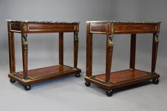 Superb Quality Near Pair of French Empire Mahogany Console Tables