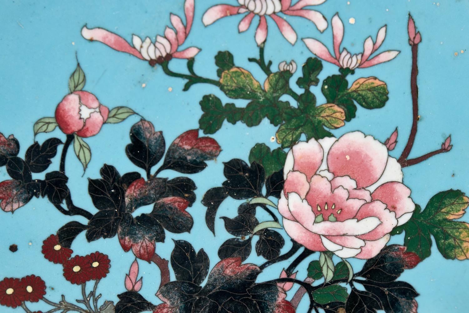 20ième siècle Paire d'assiettes anciennes japonaises cloisonnées de superbe qualité en vente