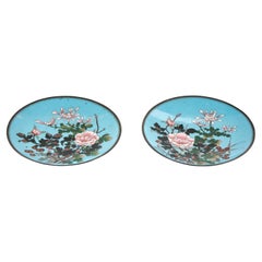 Superb Quality Pair of Antique Japanese Cloisonné Plates