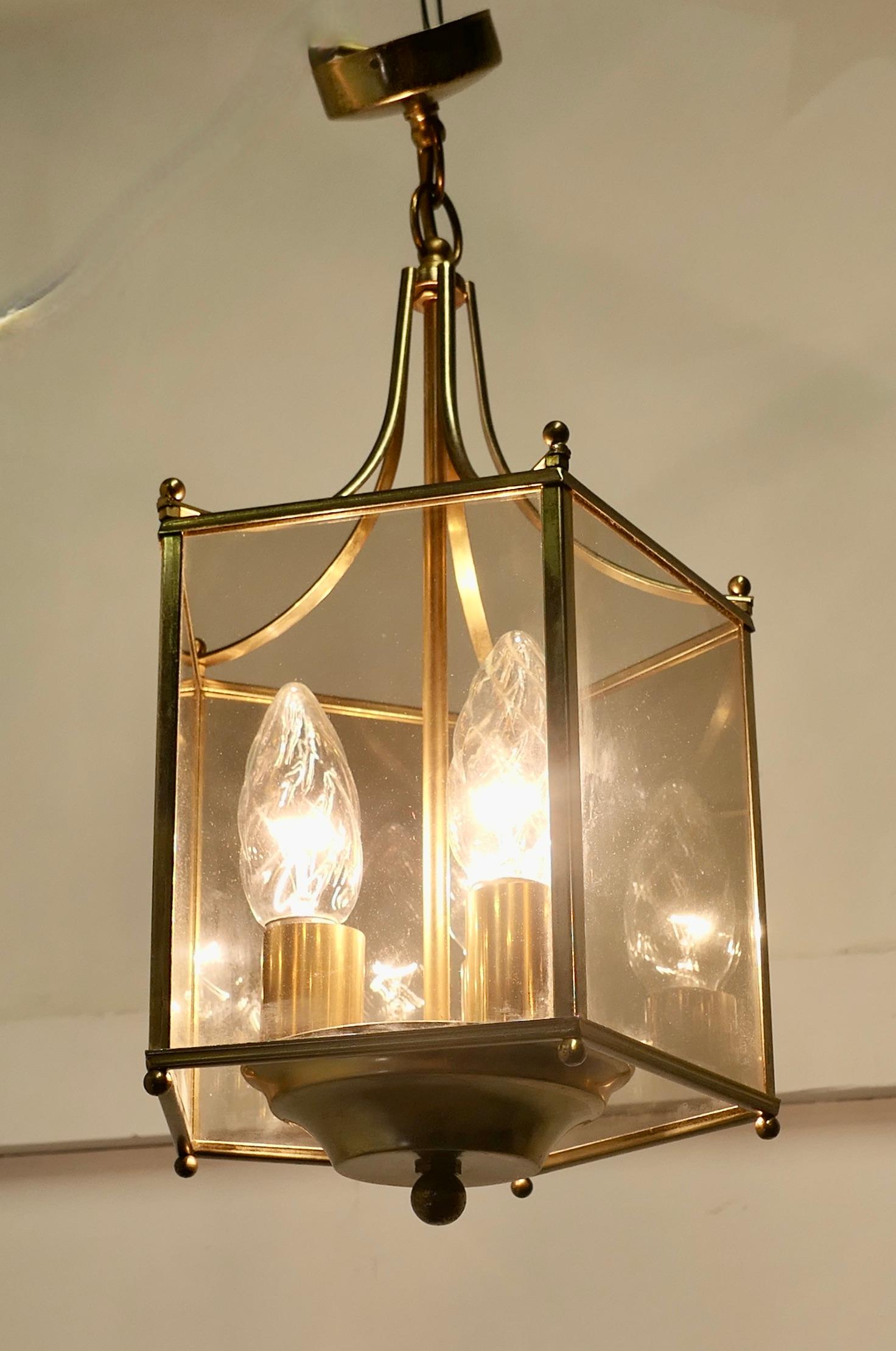 Superb Quality Pair of Art Deco Style Brass and Glass Lanterns      For Sale 3