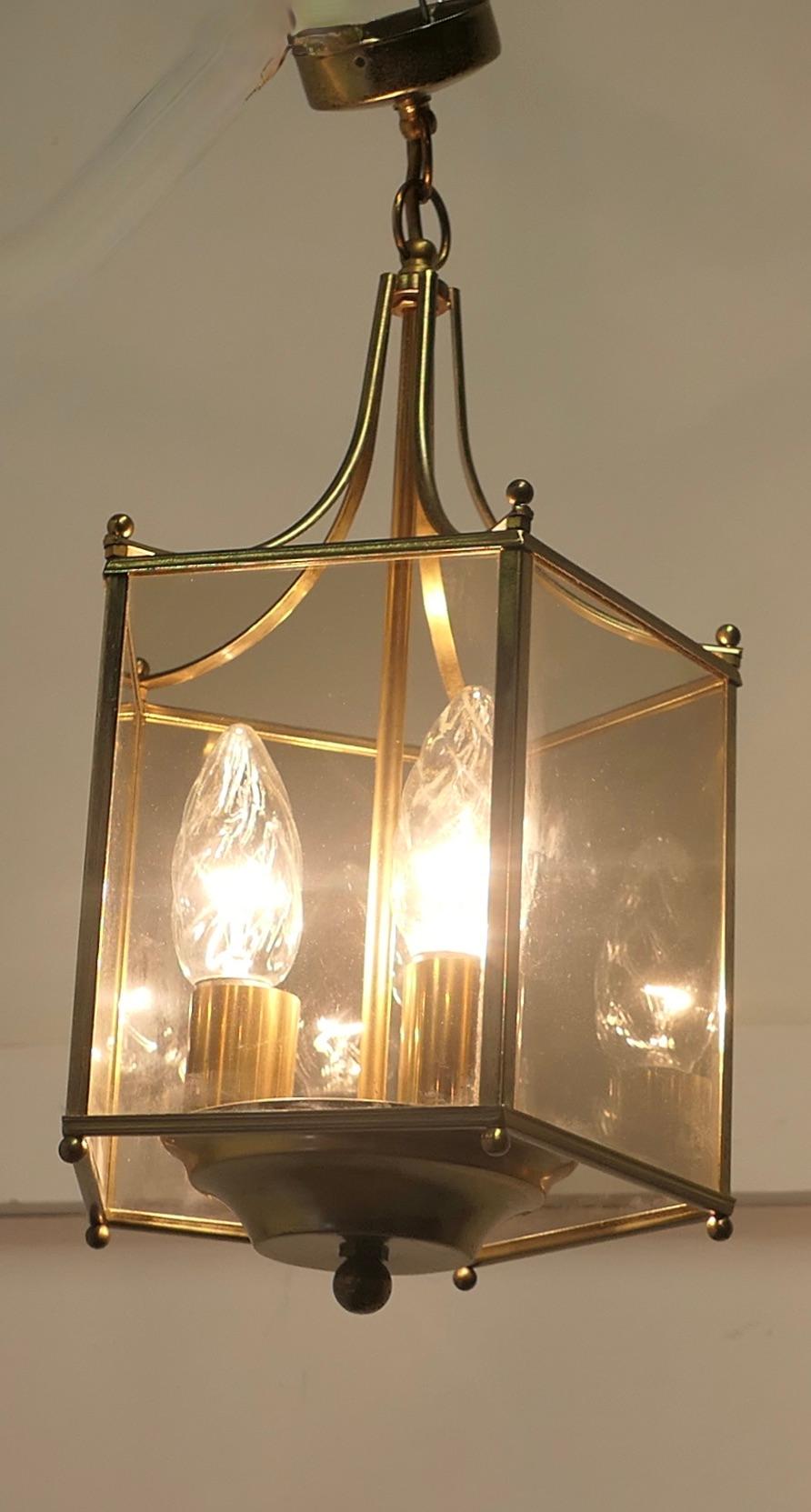 Superb Quality Pair of Art Deco Style Brass and Glass Lanterns      For Sale 4