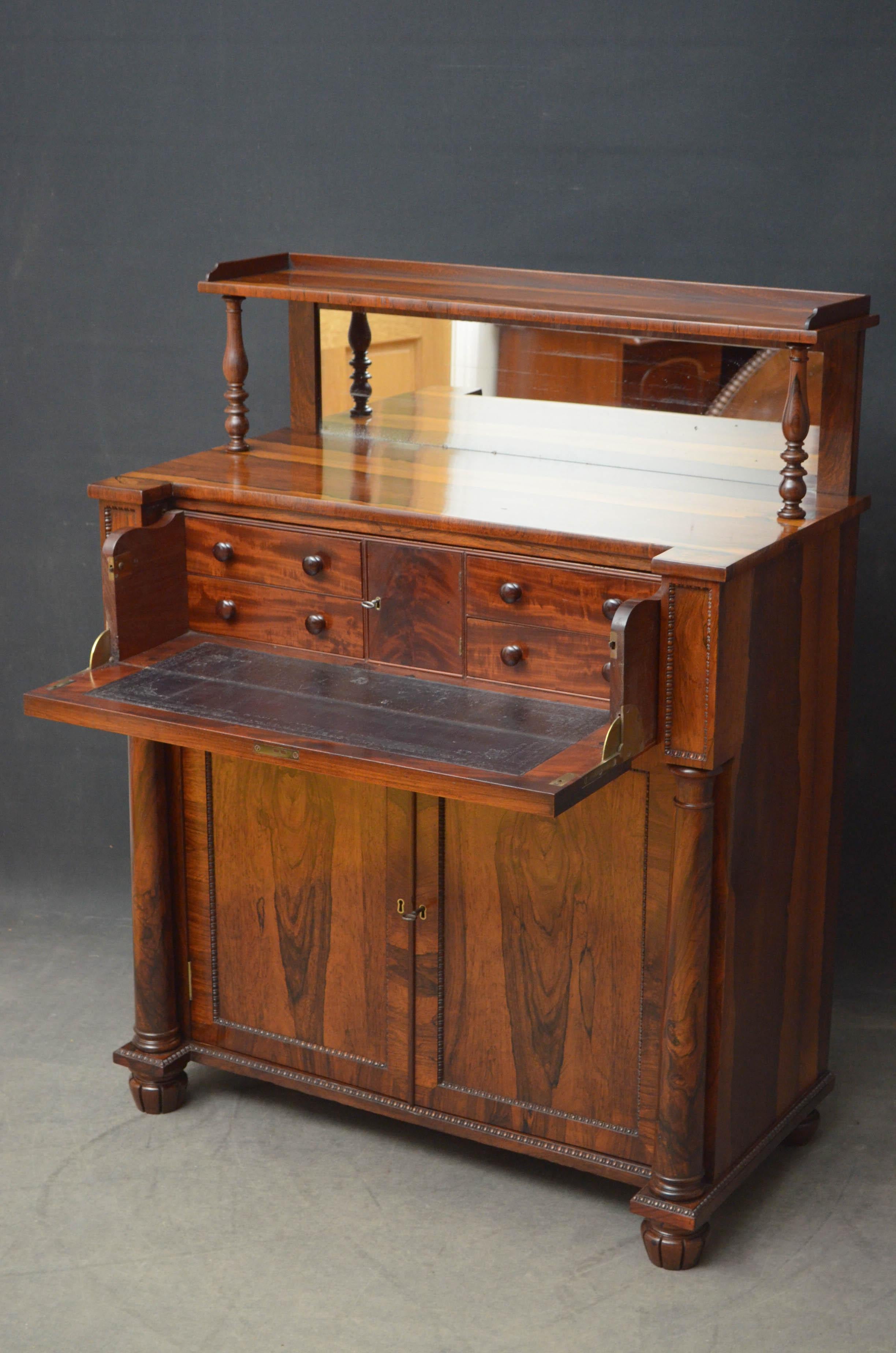 English Superb Quality Regency Chiffonier with Secretaire Section