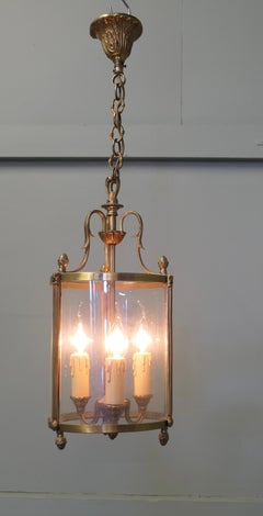 Superb Quality Round Art Deco Brass and Glass Lantern