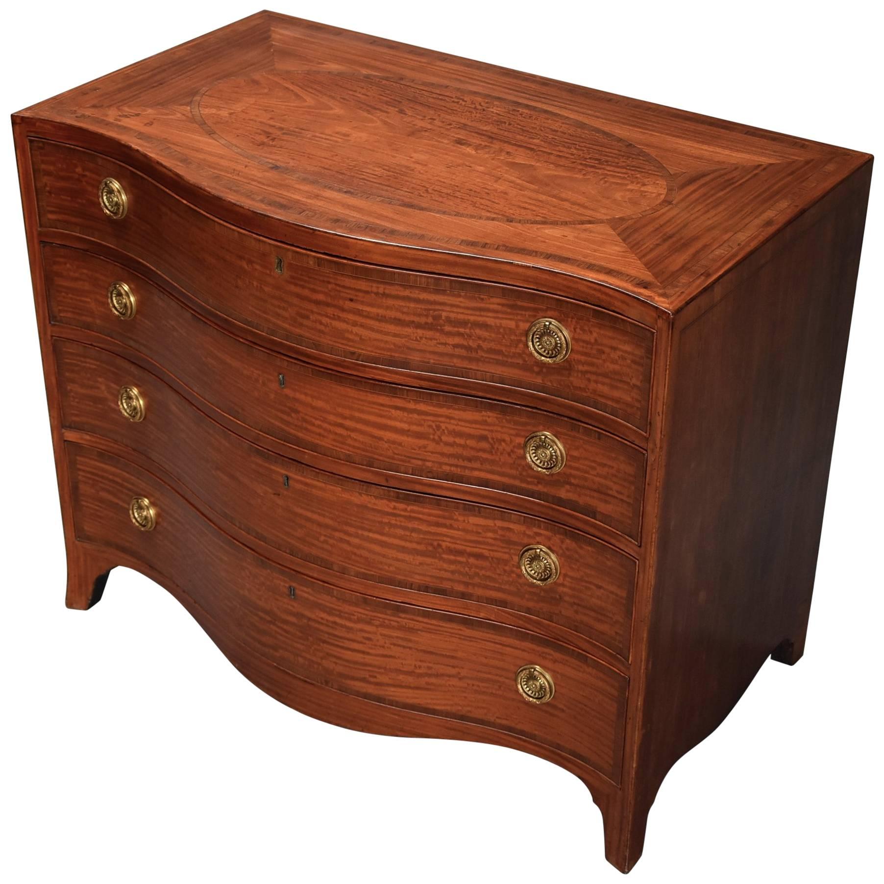 Superb Quality Serpentine Shaped Satinwood Gentleman's Dressing Chest For Sale