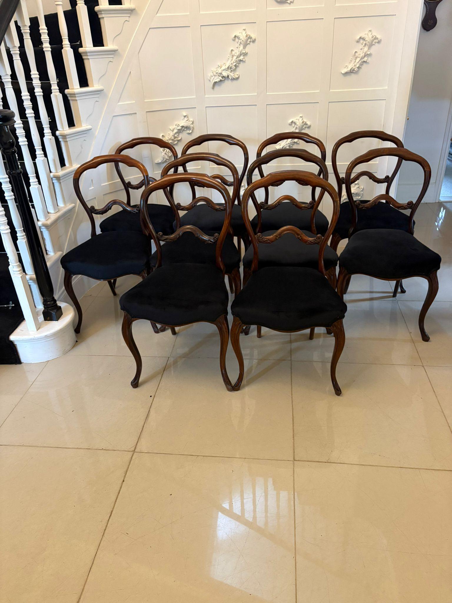 Set di dieci sedie da pranzo antiche in palissandro vittoriano di qualità eccellente in vendita 4