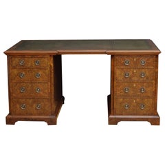 Superb Quality Victorian Burr Walnut Pedestal Desk