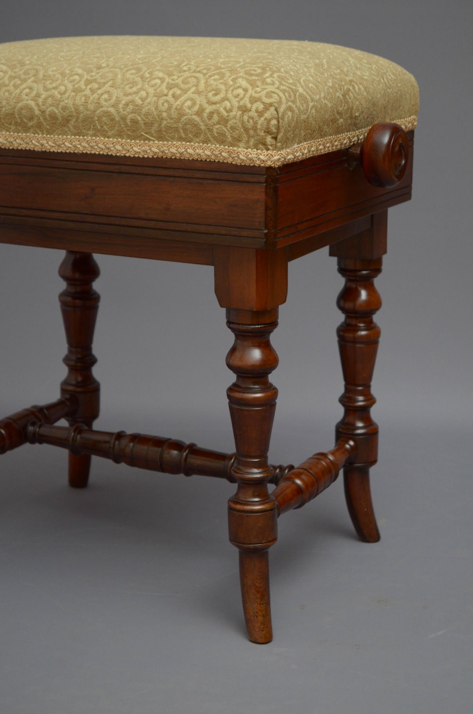 19th Century Superb Quality Victorian Stool in Rosewood For Sale